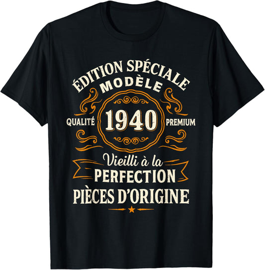 Birthday Gift 86 Years Special Edition 1940 Vintage T-Shirt - T-Shirt | Black