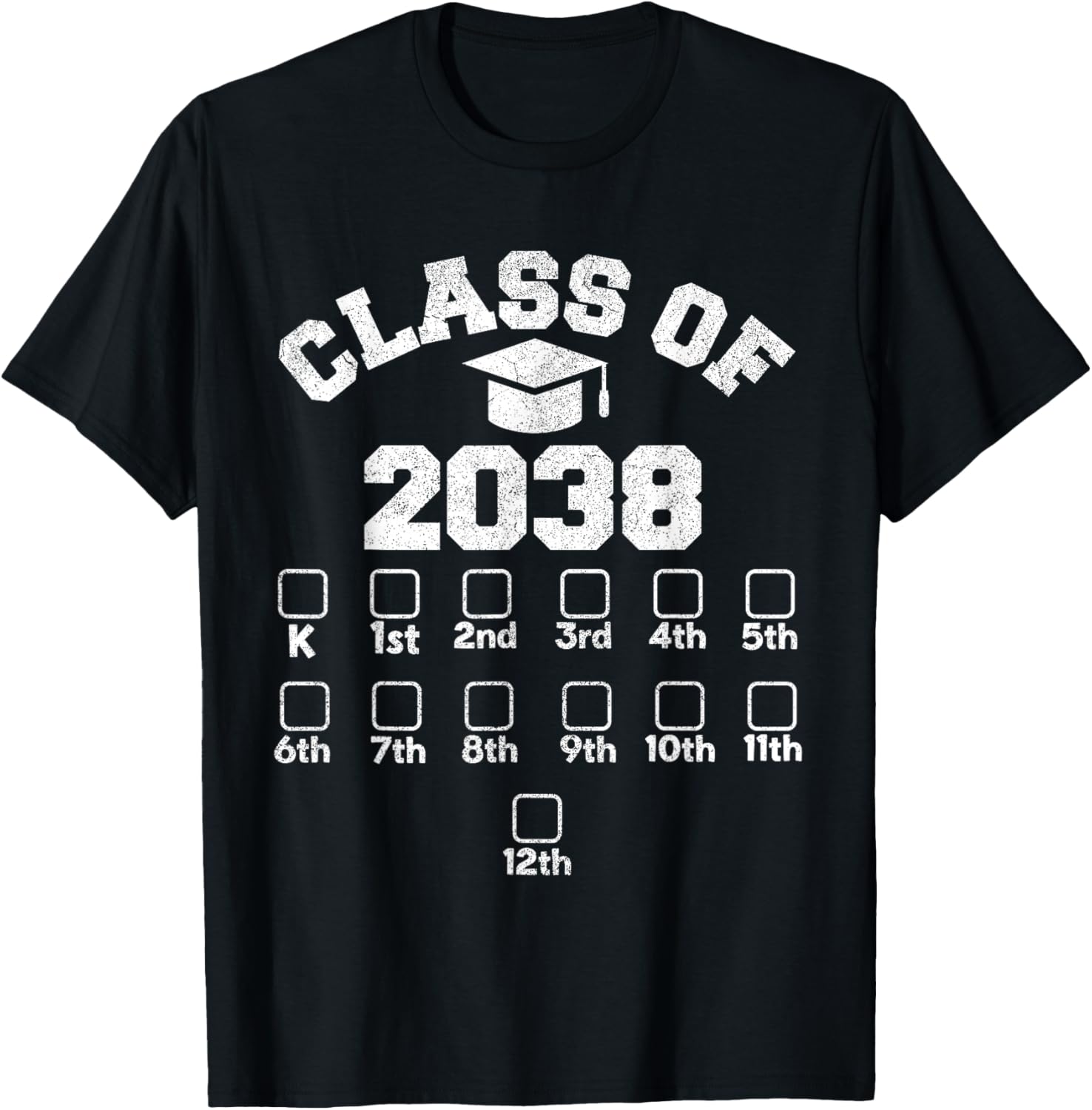 Class Of 2038 Handprint, Grow With Me Kindergarten Kid T-Shirt - T-Shirt | Black