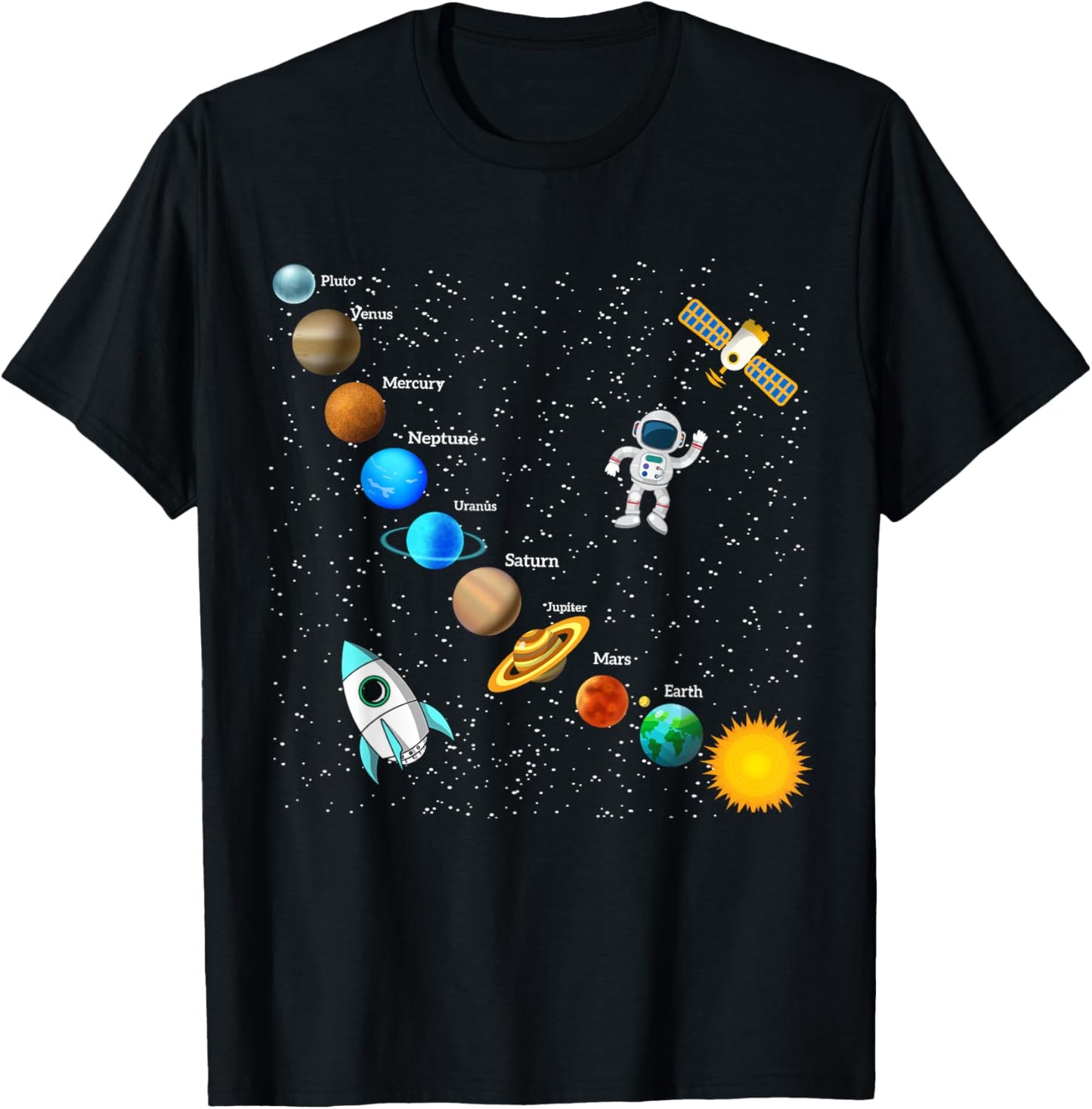 Solar System Astronaut Galaxy Kids T-Shirt - T-Shirt | Black
