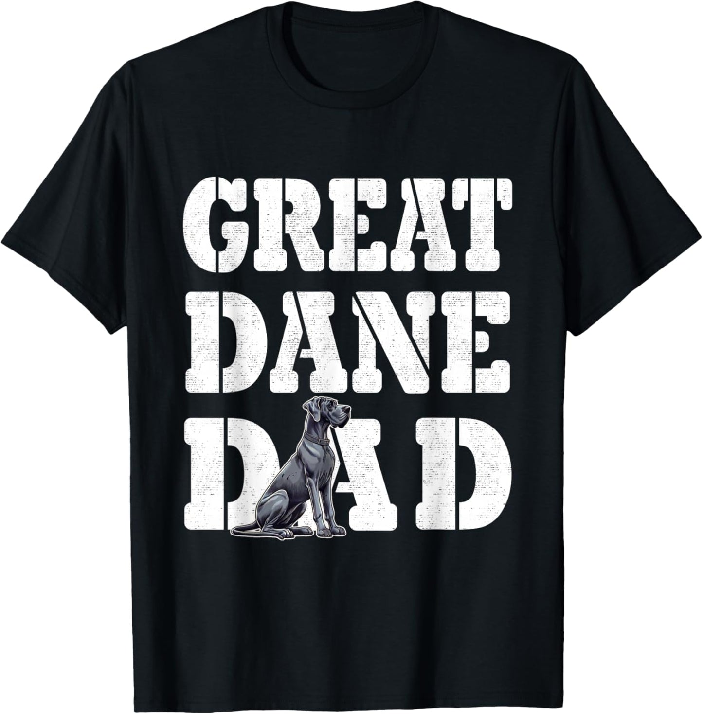 Blue Great Dane Dad, Giant Dog Lover, Jowls Big Dog Father T-Shirt - T-Shirt | Black