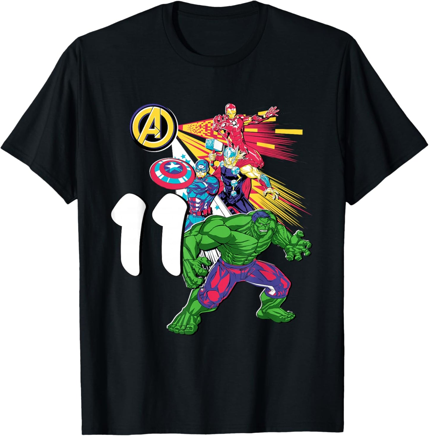 Marvel Super Heroes Avengers 11 Year Old Eleventh Birthday T-Shirt - T-Shirt | Black