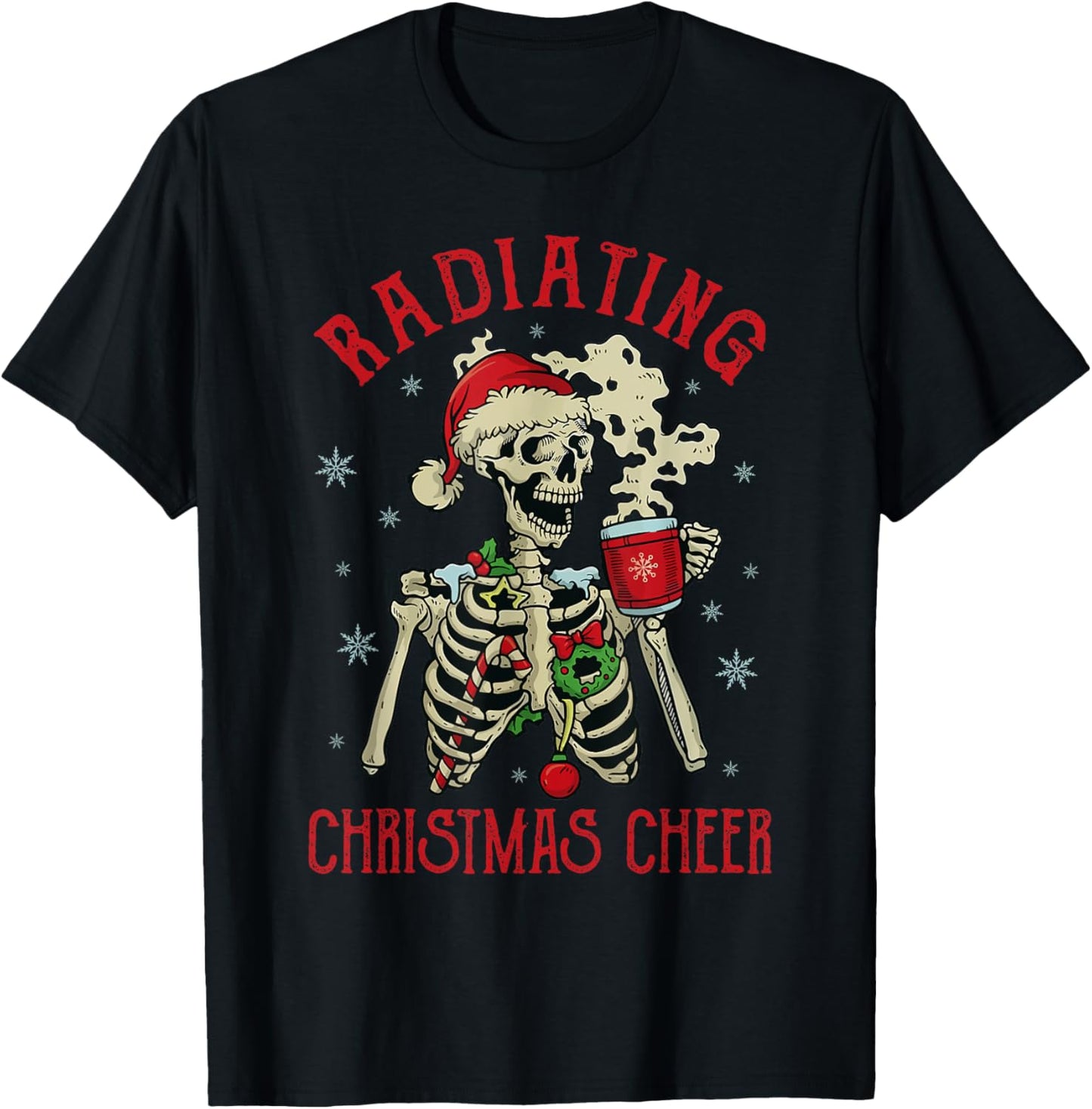 Santa Skeleton T-Shirt - T-Shirt | Black