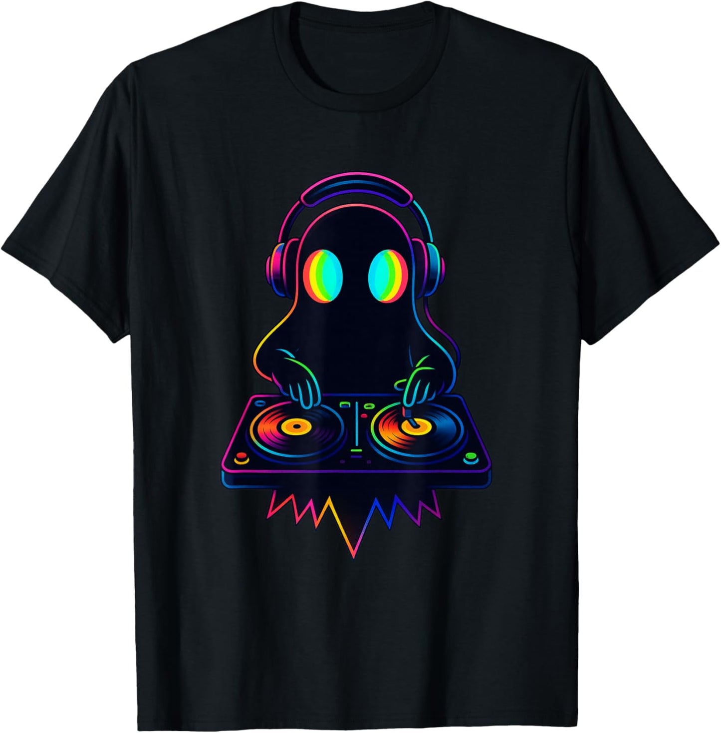 Ghost Trippy Vaporwave Electro Techno EDM Halloween Rave T-Shirt - T-Shirt | Black