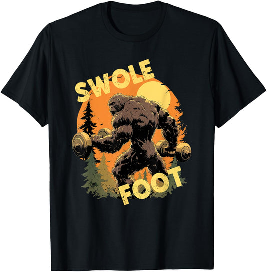 Bigfoot Weightlift Swole Foot Exercise Gym Funny Sasquatch T-Shirt - T-Shirt | Black