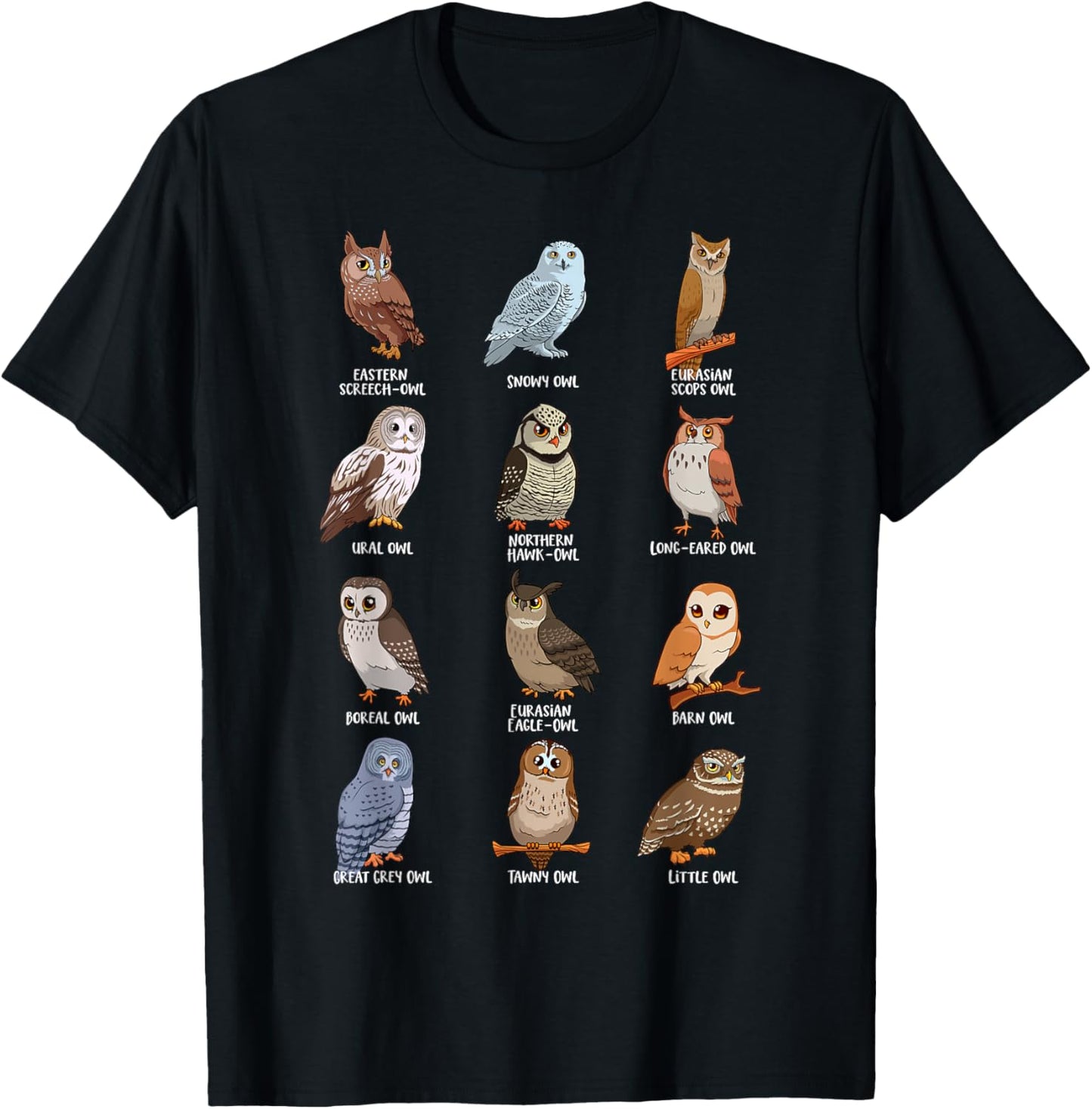 Cartoon Kawaii owls - Owl motif T-Shirt - T-Shirt | Black