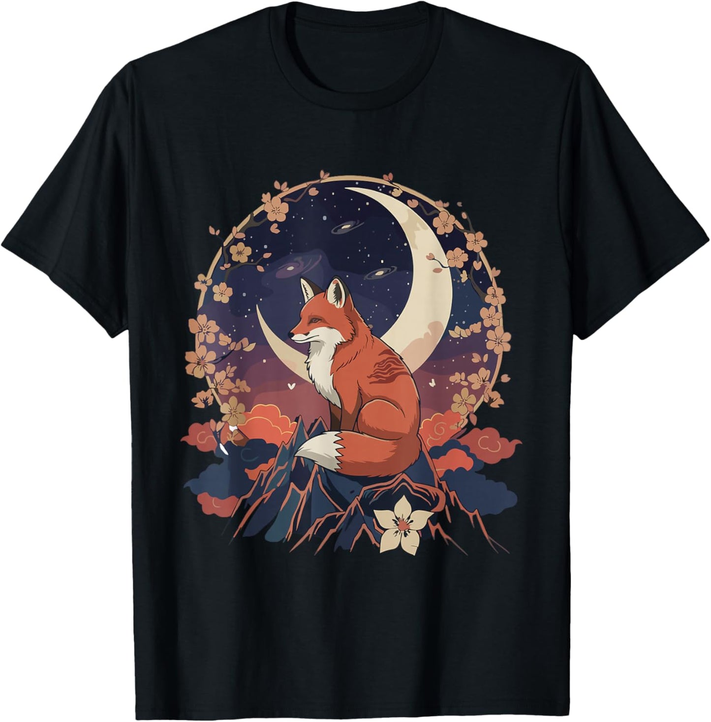 Kawaii Celestial Fox Japanese Anime T Shirts Men Women Kids T-Shirt - T-Shirt | Black