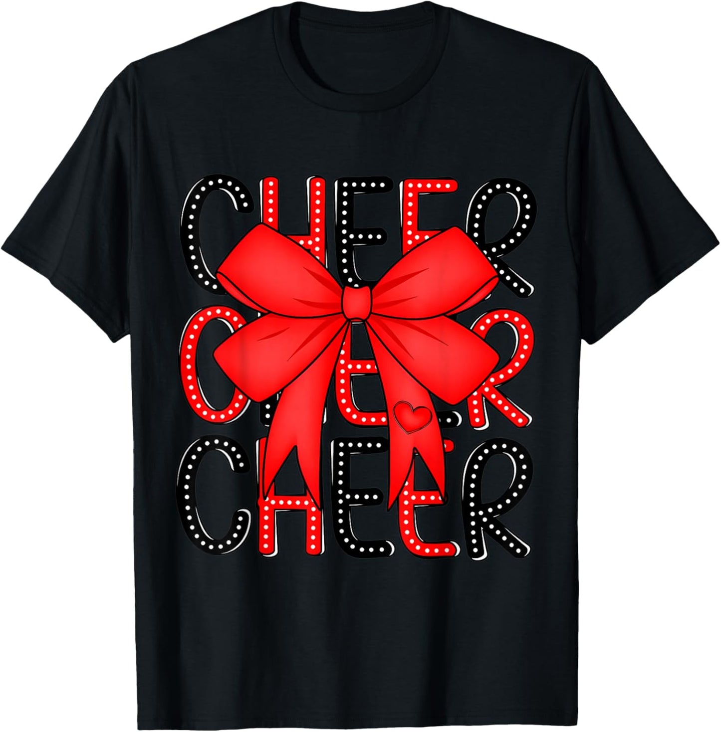 Coquette Cheer Shirt Black and Red Team Cheerleading T-Shirt - T-Shirt | Black