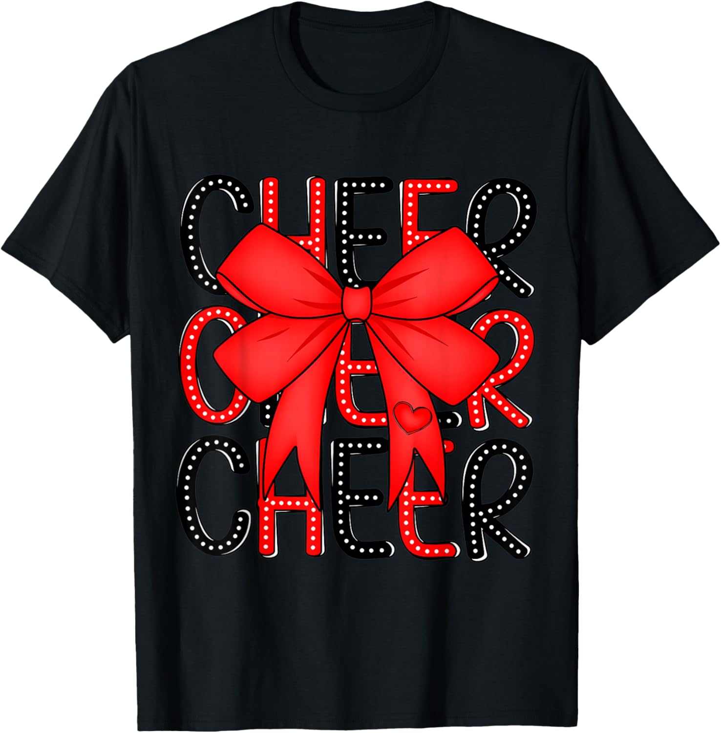 Coquette Cheer Shirt Black and Red Team Cheerleading T-Shirt - T-Shirt | Black