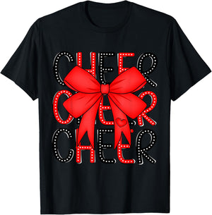 Coquette Cheer Shirt Black and Red Team Cheerleading T-Shirt - T-Shirt | Black