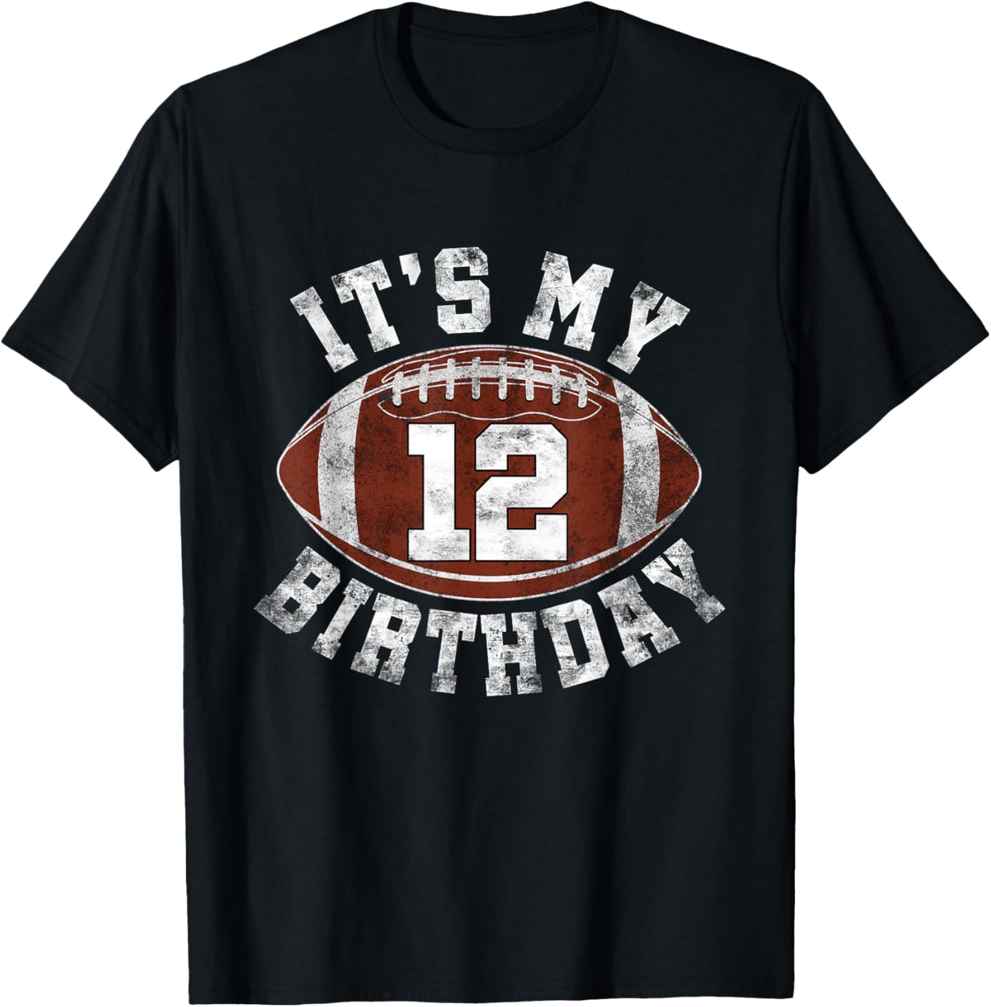 It's My 12th Birthday Boy 12 Year Old Football Player Kids T-Shirt - T-Shirt | Black