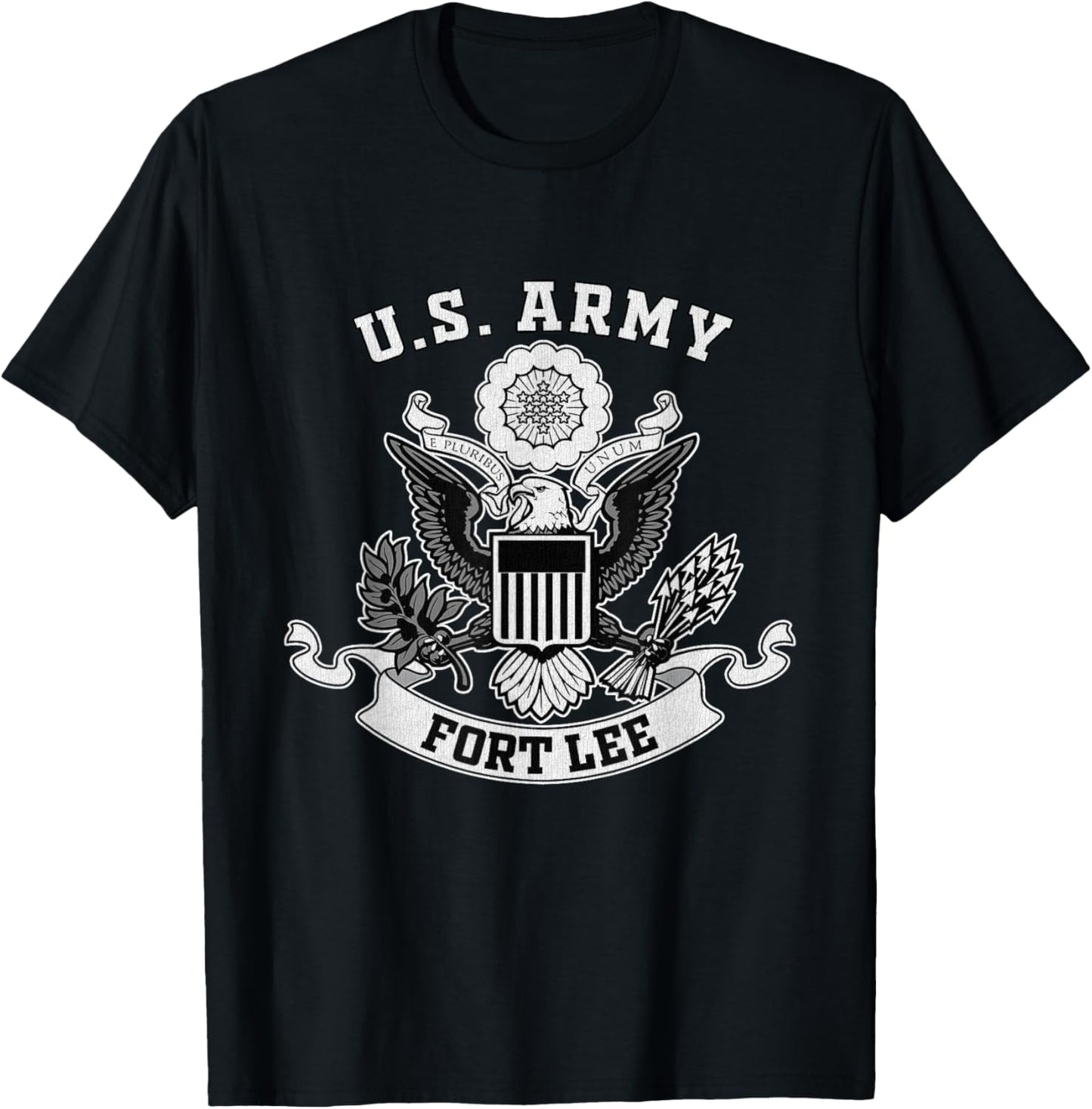 Fort Lee Virginia Military Base Eagle Emblem Vintage Gifts T-Shirt - T-Shirt | Black