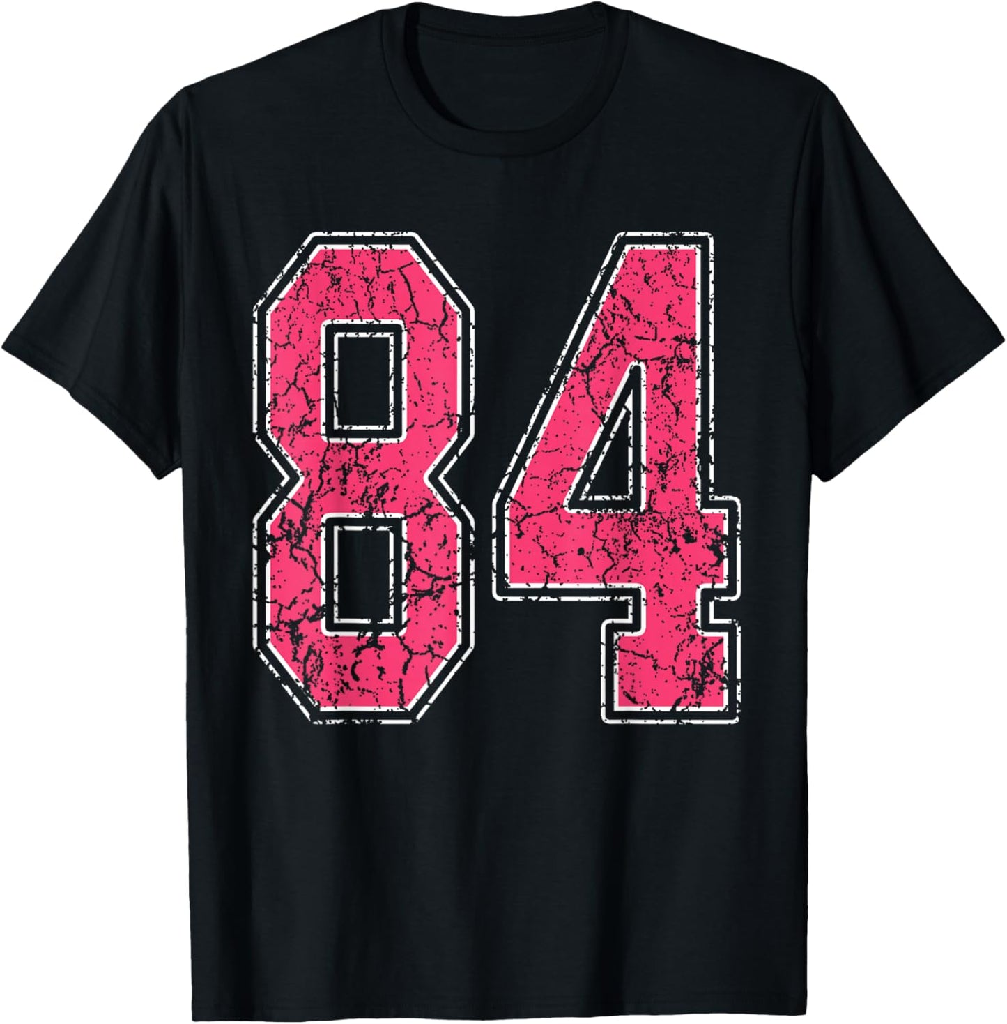 Grunge Pink and White Number 84 Jersey Player Uniform #84 T-Shirt - T-Shirt | Black