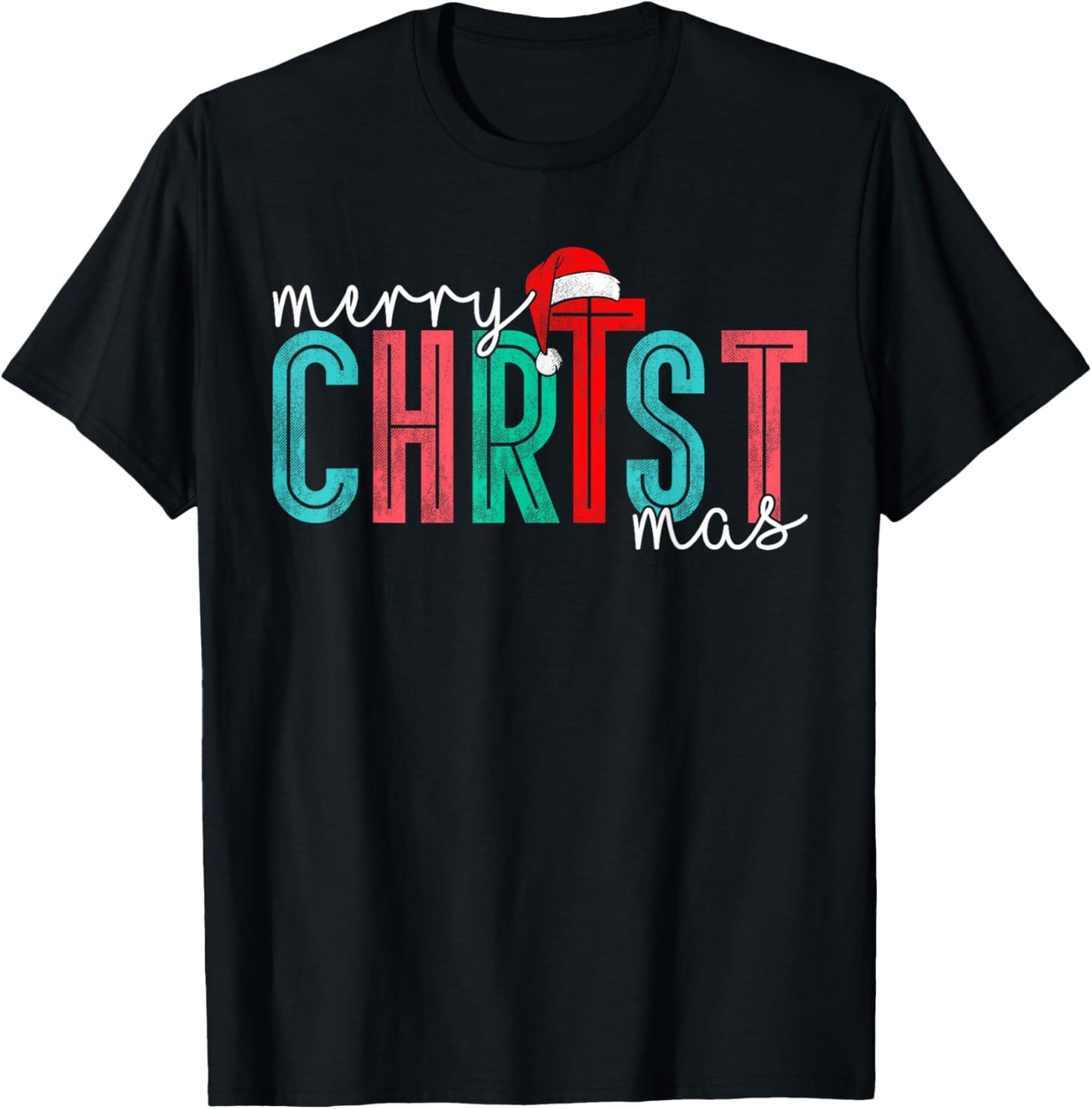 Merry Christ Mas Christian God Matching Christmas Family T-Shirt - T-Shirt | Black
