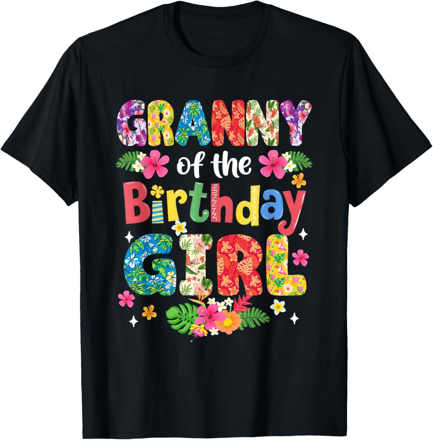 Granny of The Birthday Girl Hawaii Family Party Decor T-Shirt - T-Shirt | Black