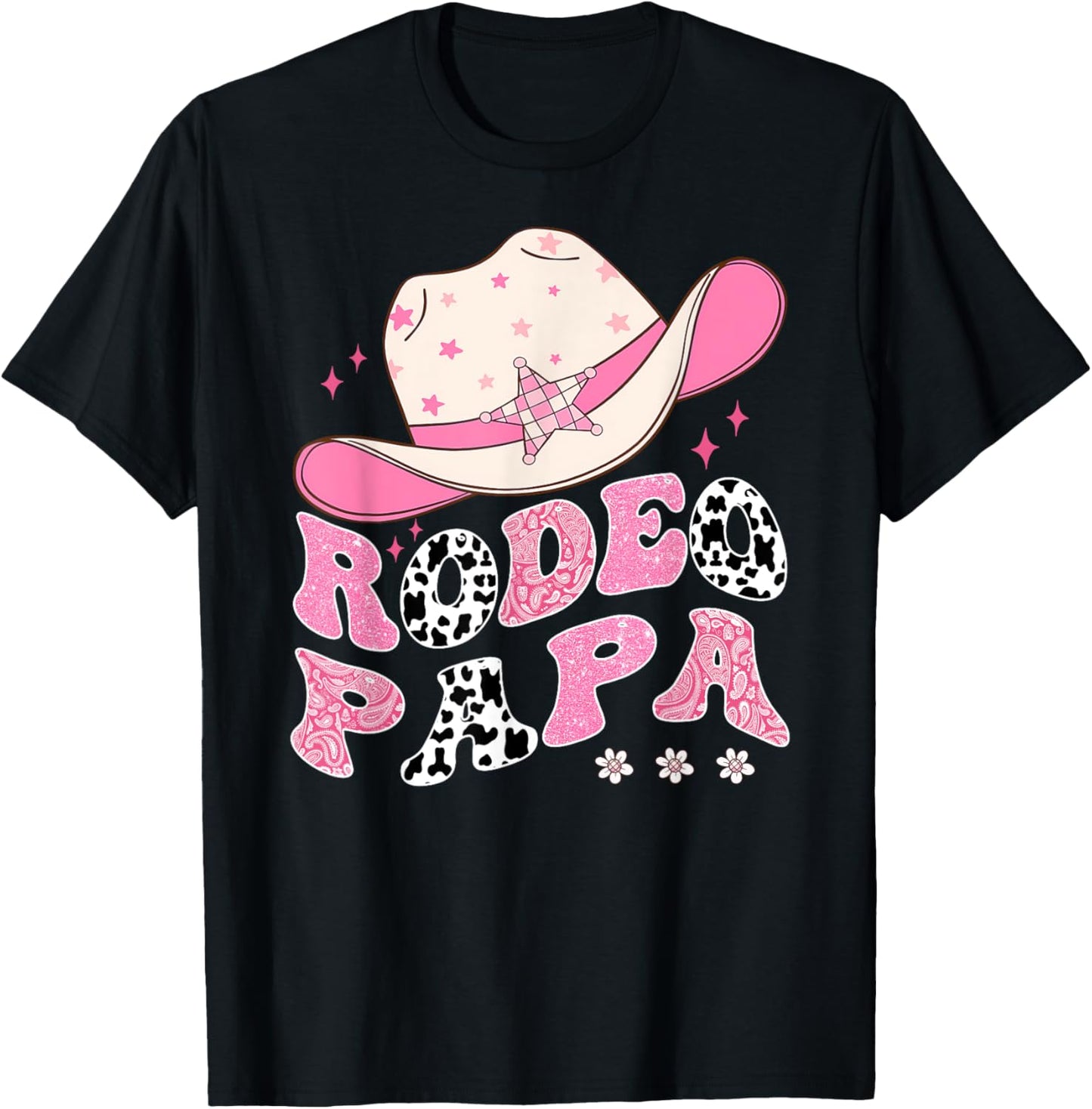 Rodeo Papa Pink CowGirl 1St Birthday Family Matching T-Shirt - T-Shirt | Black