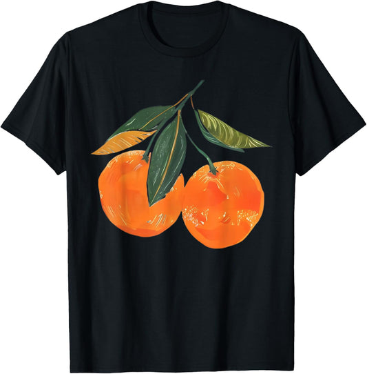 Orange Fruit Aesthetic Vintage T-Shirt - T-Shirt | Black