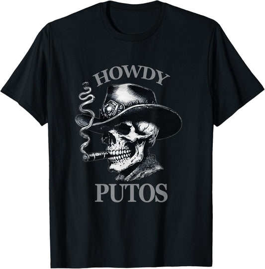 Funny Western Cowboy Howdy Putos T-Shirt - T-Shirt | Black