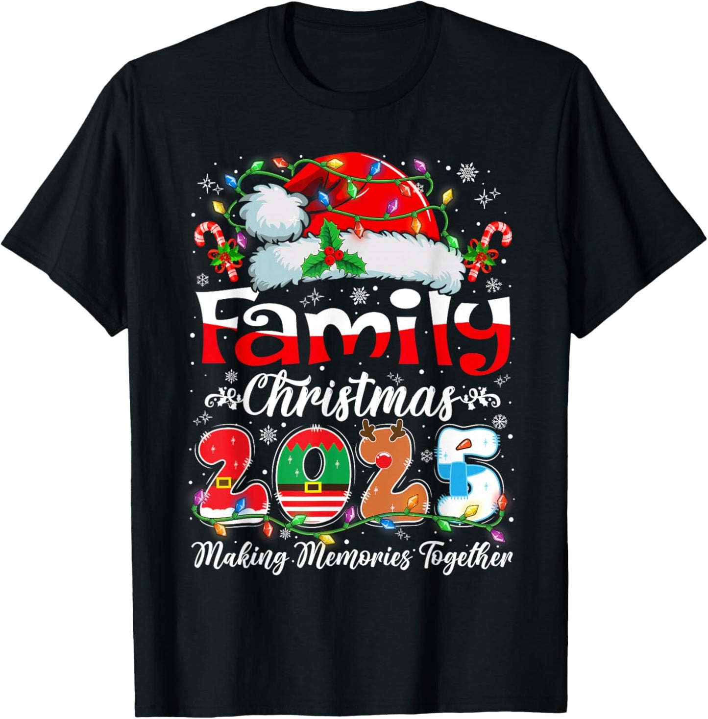 Family Christmas 2025 Matching Outfit Xmas Squad Santa T-Shirt - T-Shirt | Black