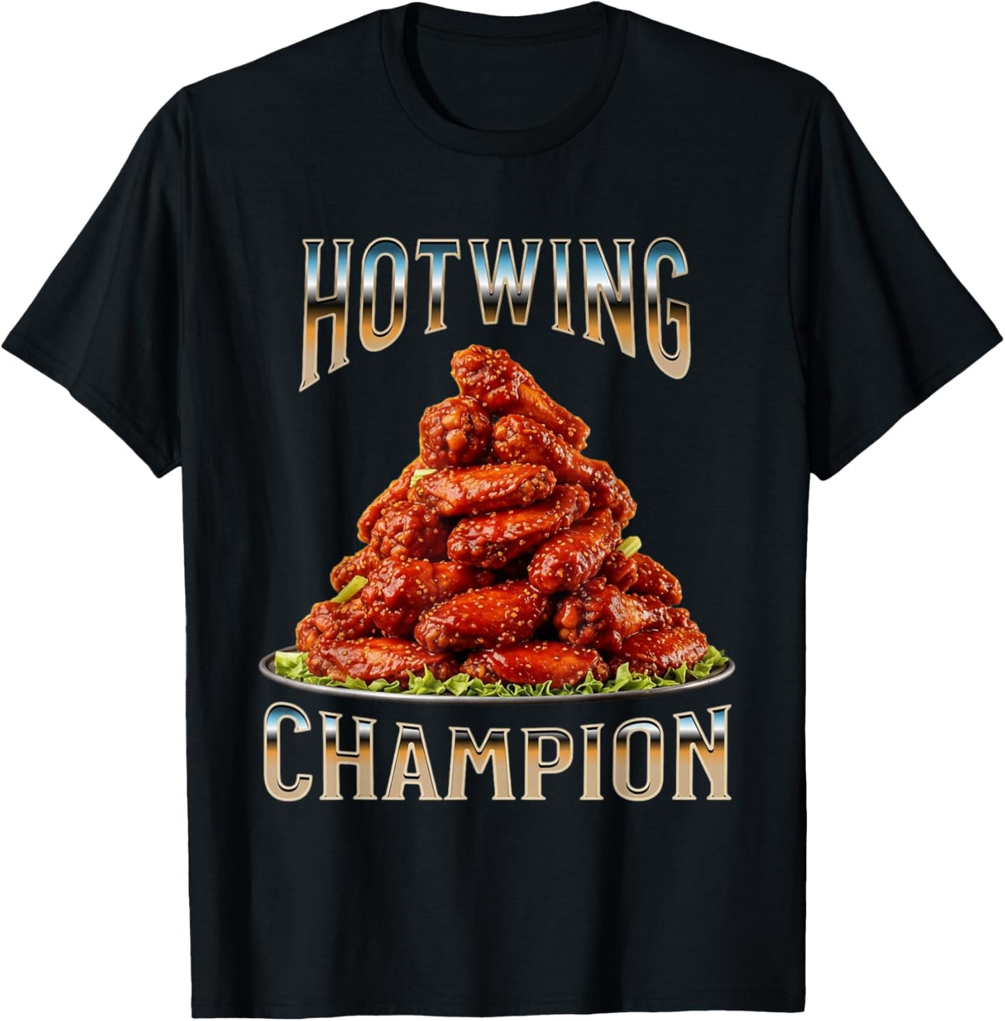 Hot Wing Champion Spicy Buffalo Chicken Wing Contest Winner T-Shirt - T-Shirt | Black