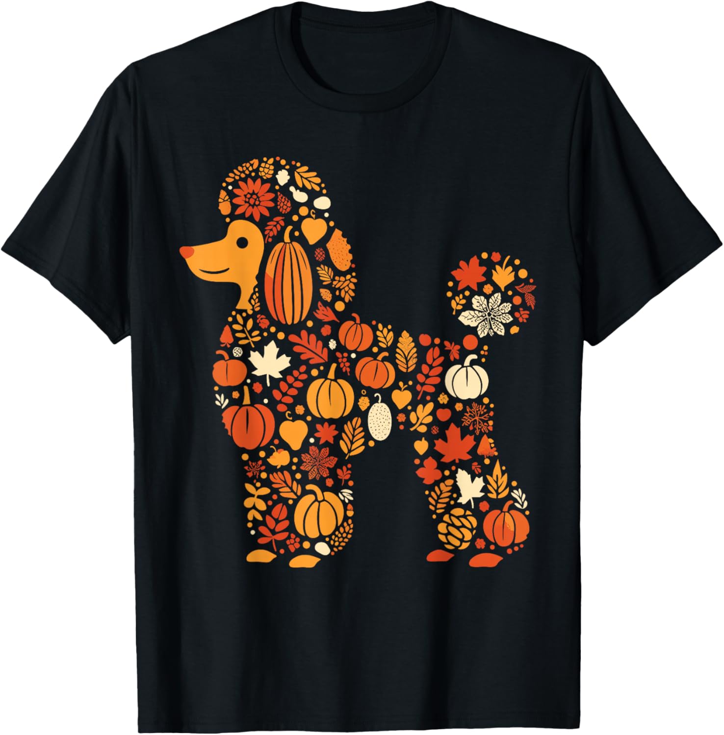 Autumn Pumpkin Fall Poodle Thanksgiving Dog Kids T-Shirt - T-Shirt | Black