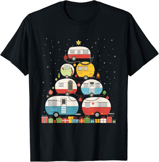 Camping Christmas Tree T-Shirt - T-Shirt | Black