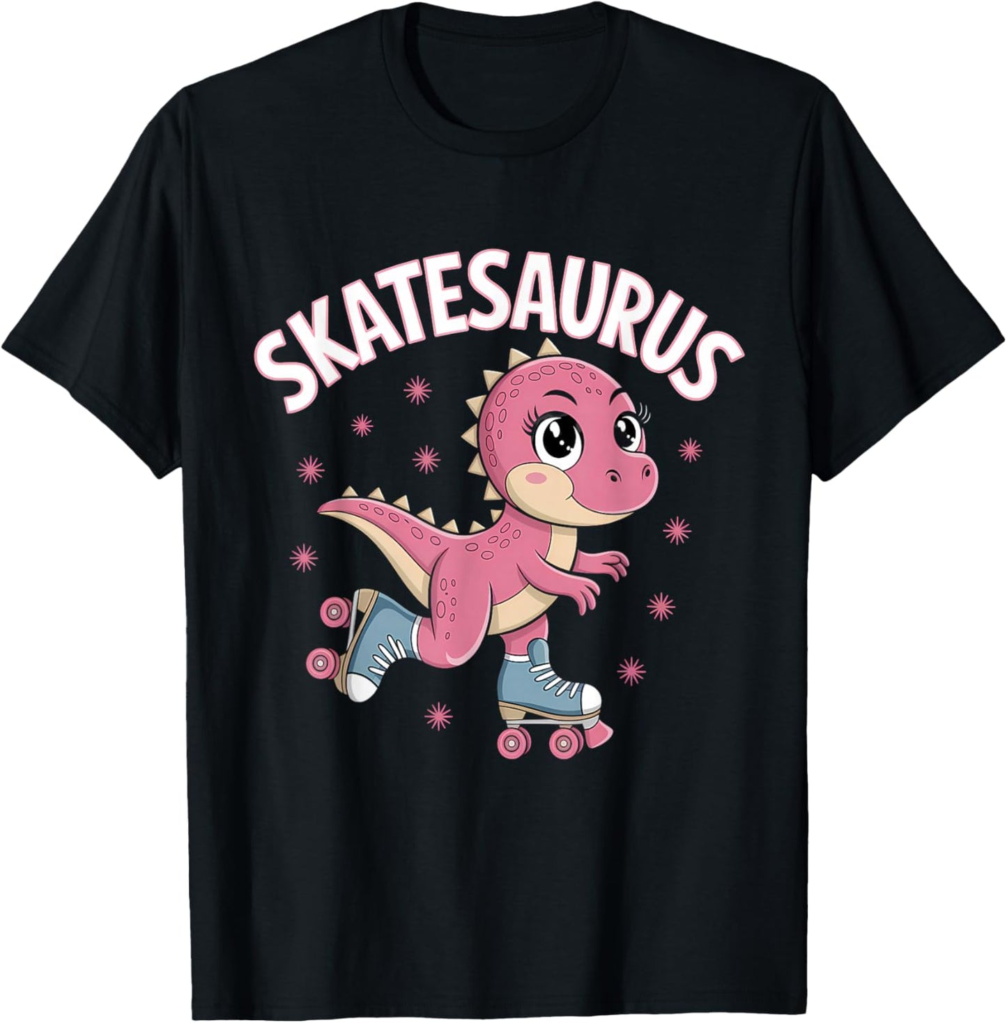 Roller Skating Dinosaur T-Rex Skate Dino Funny Roller Skater T-Shirt - T-Shirt | Black