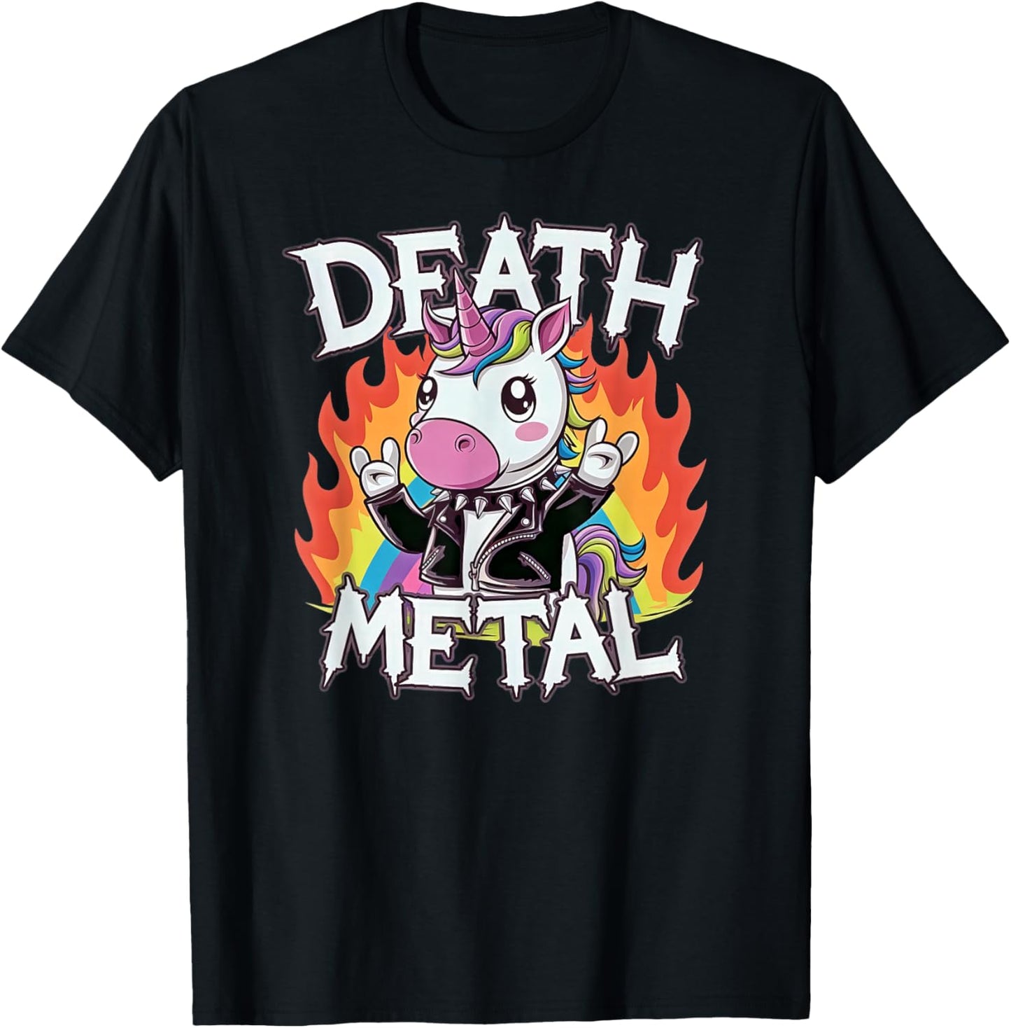 Funny Rainbow Unicorn, Death Metal Rainbow apparel T-Shirt - T-Shirt | Black