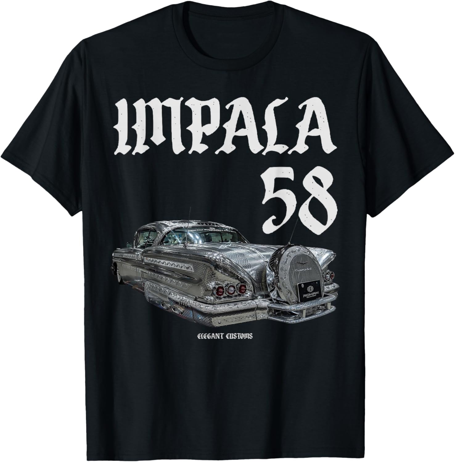 1958 Impala Engraved text Low Rider Kustom Lead Sled Hot Rod T-Shirt - T-Shirt | Black