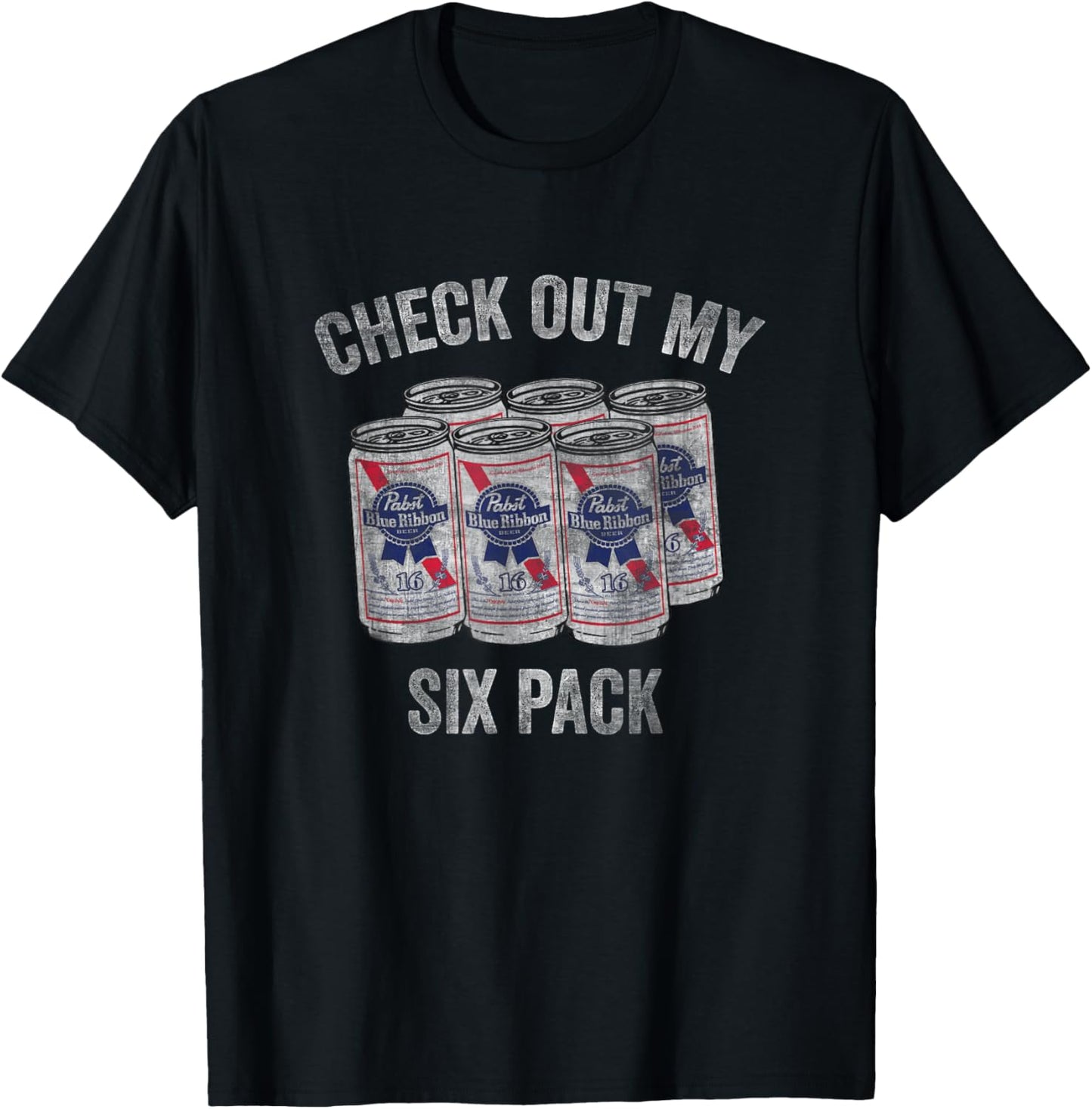 Pabst Check Out My Six Pack T-Shirt - T-Shirt | Black