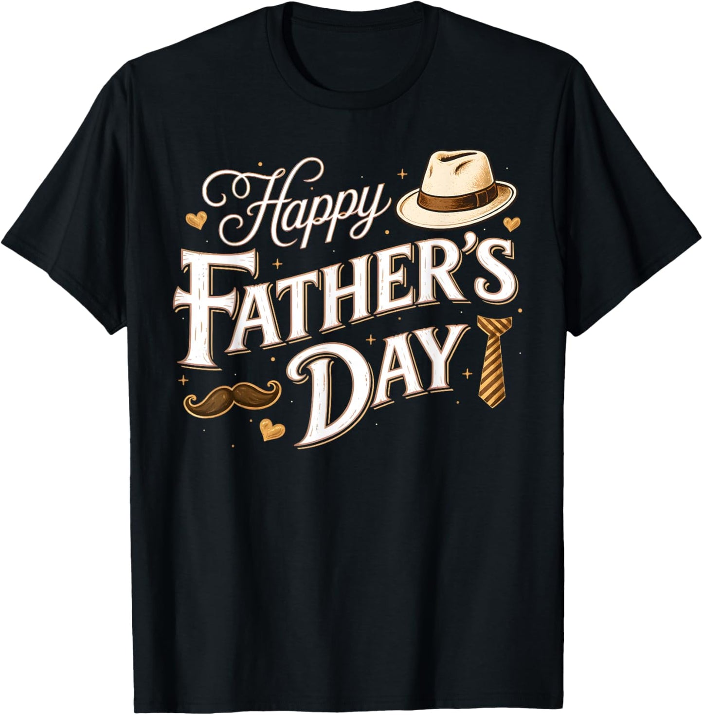 Happy Fathers Day Classic Vintage Retro Dad Grandpa Papa Men T-Shirt - T-Shirt | Black