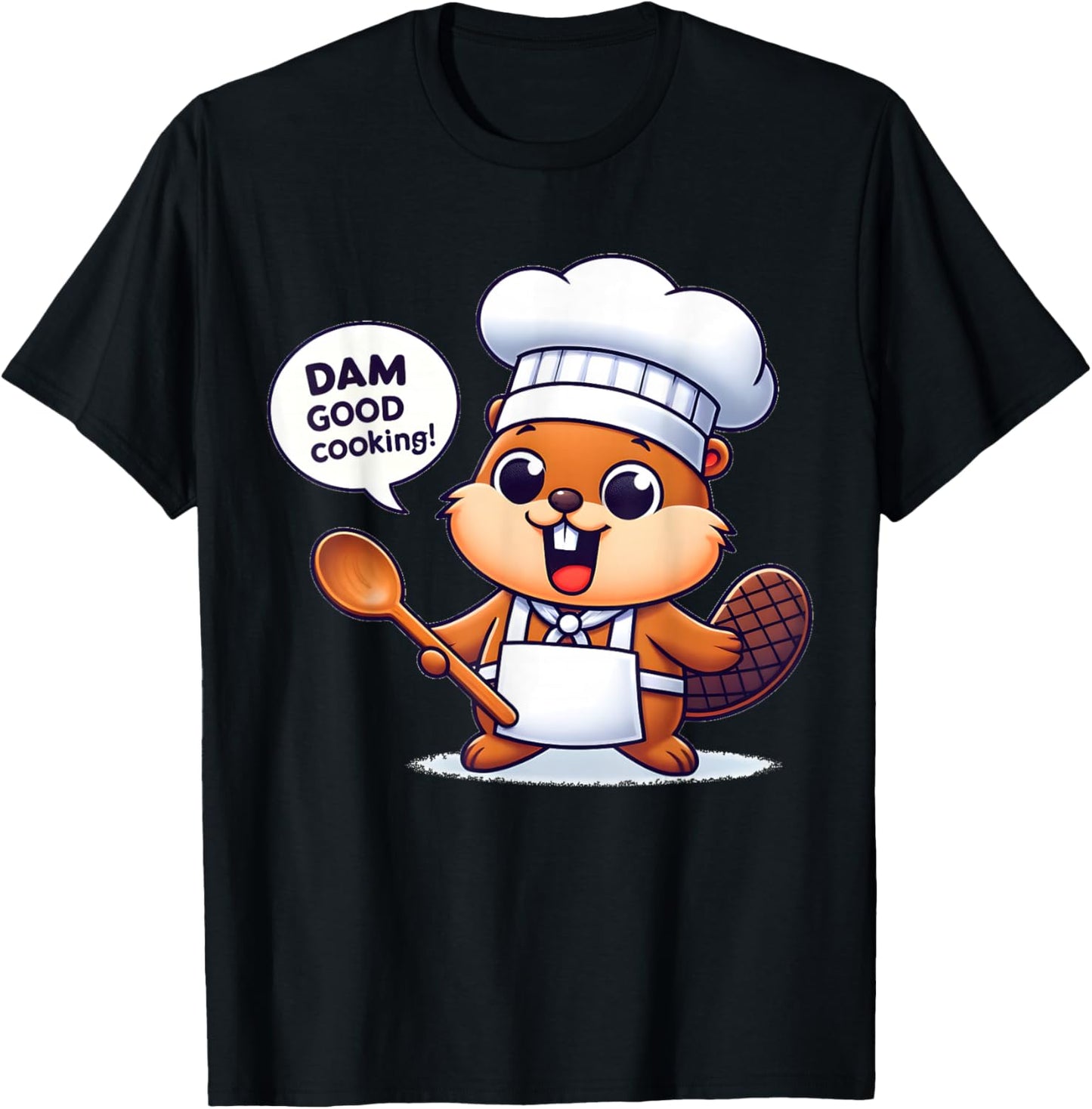 Funny Beaver Chef Humor Animal Lovers Cute Beavers Graphic T-Shirt - T-Shirt | Black