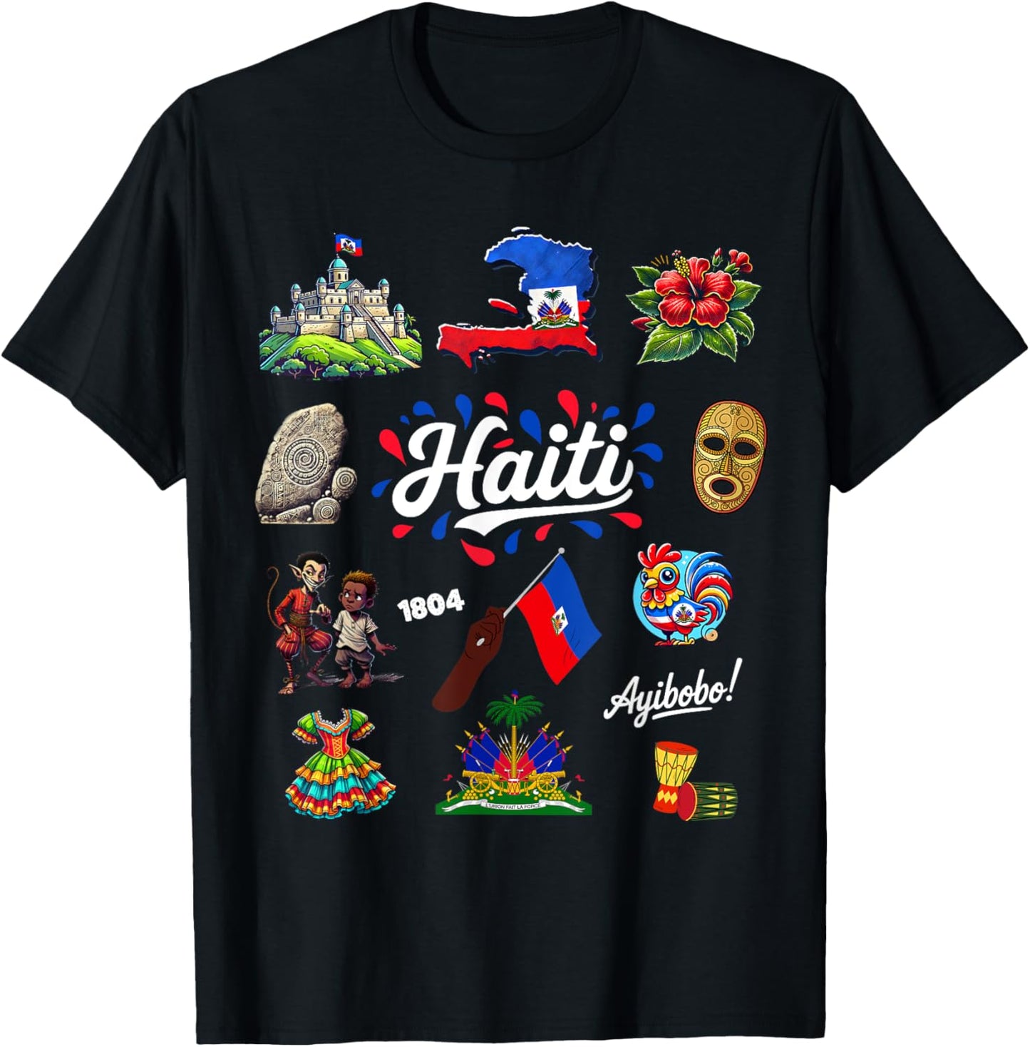 Haitian Pride Culture Heritage Outfit Idea Haiti Flag kids T-Shirt - T-Shirt | Black
