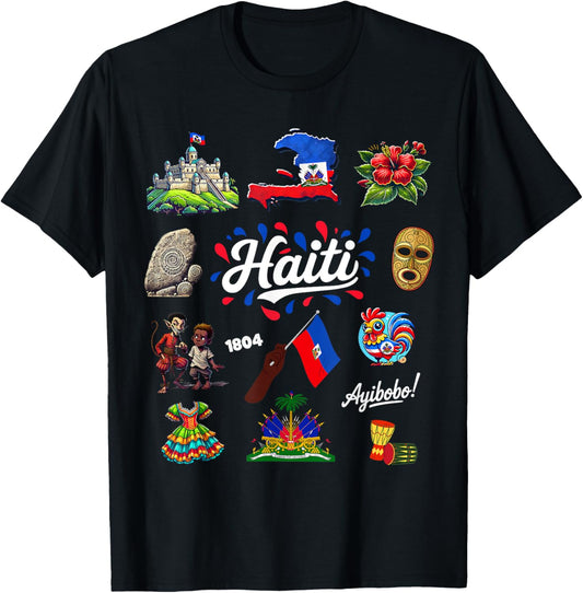 Haitian Pride Culture Heritage Outfit Idea Haiti Flag kids T-Shirt - T-Shirt | Black