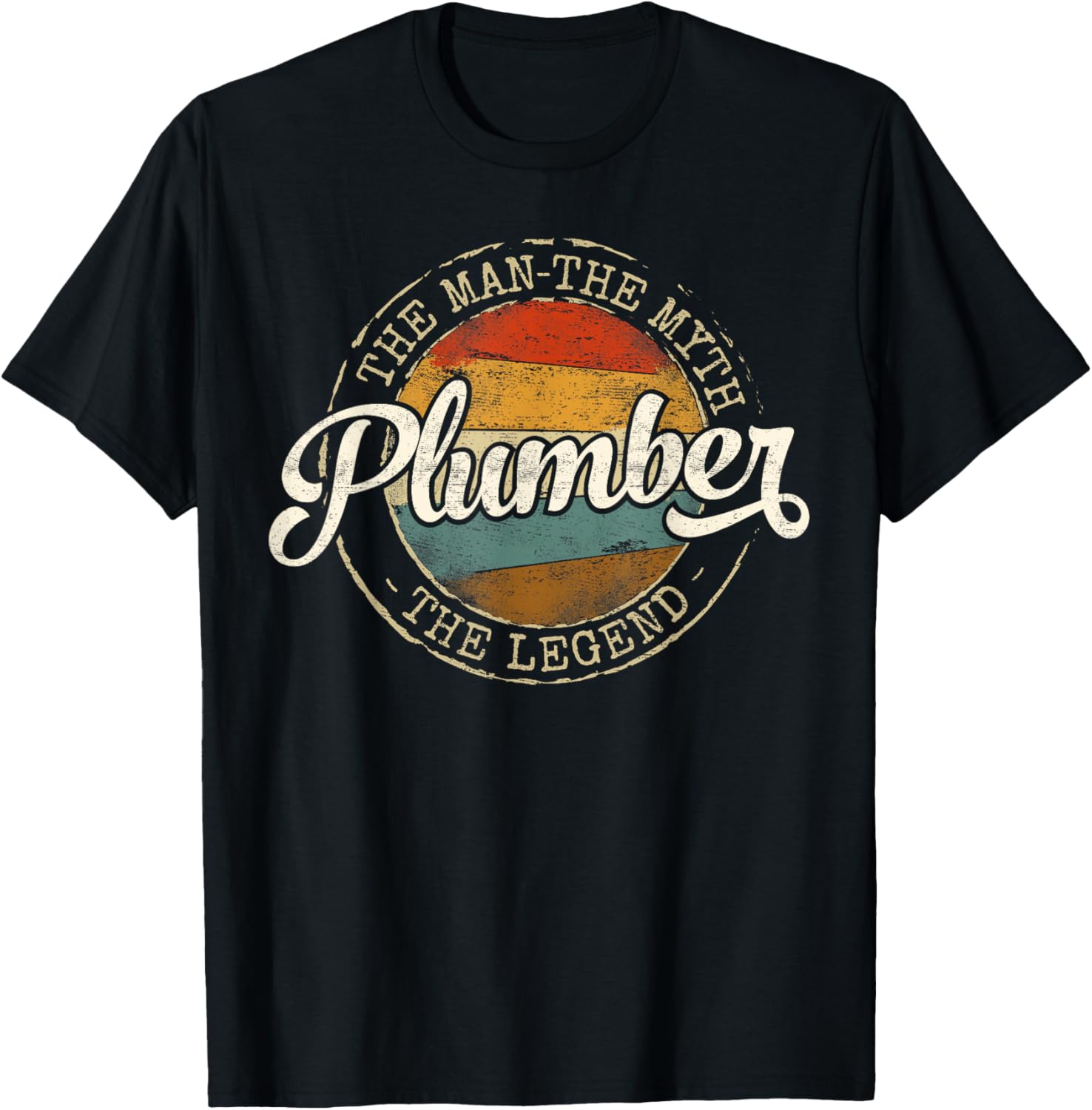 Plumber The Man The Myth The Legend Vintage Stamp Plumbing T-Shirt - T-Shirt | Black