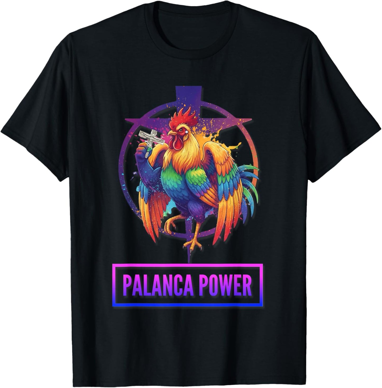 DeColores Cursillo Rainbow Rooster Catholic T-Shirt - T-Shirt | Black