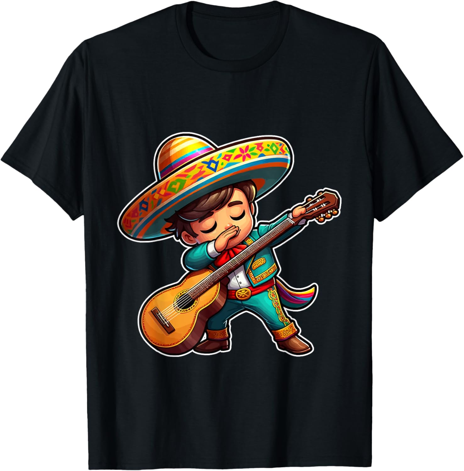 Mariachi boy dabbing with guitar Cinco de Mayo costume kids T-Shirt - T-Shirt | Black