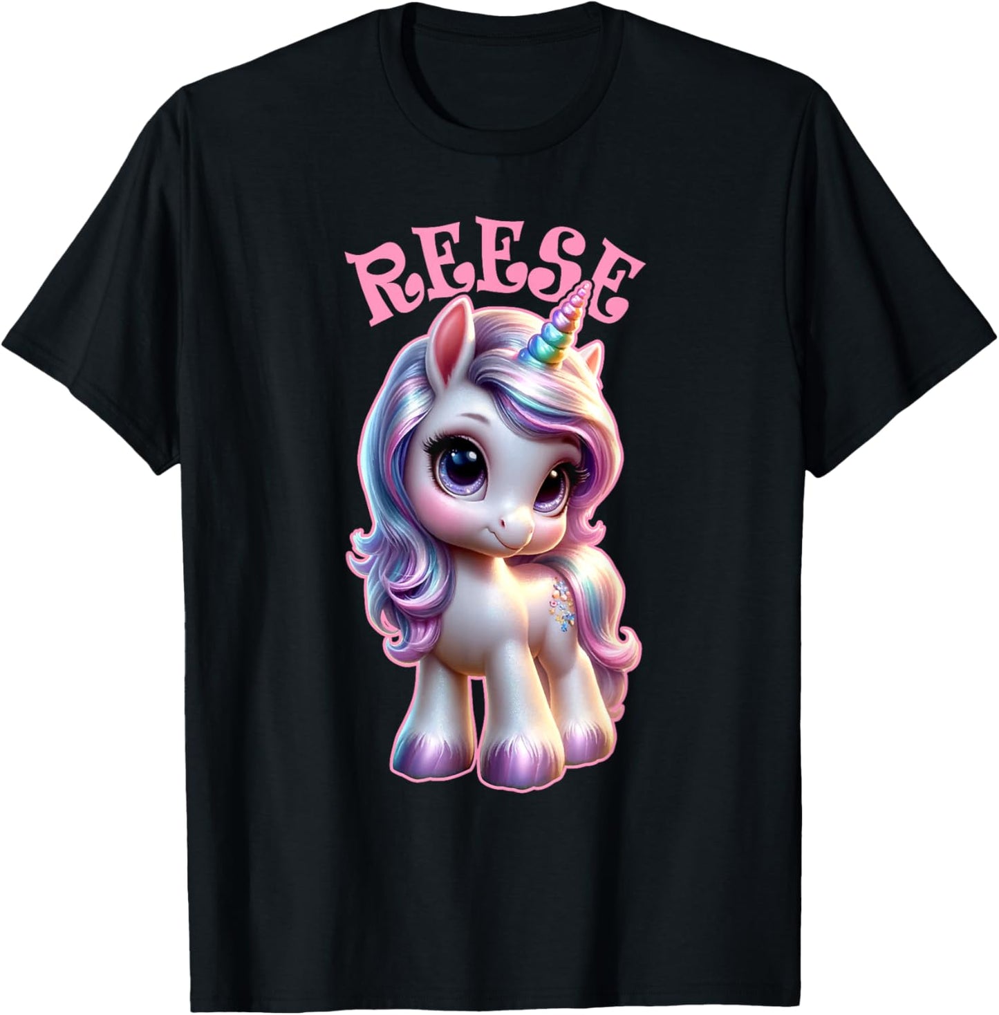 Reese Cute Unicorn Design for Girls Name Reese T-Shirt - T-Shirt | Black