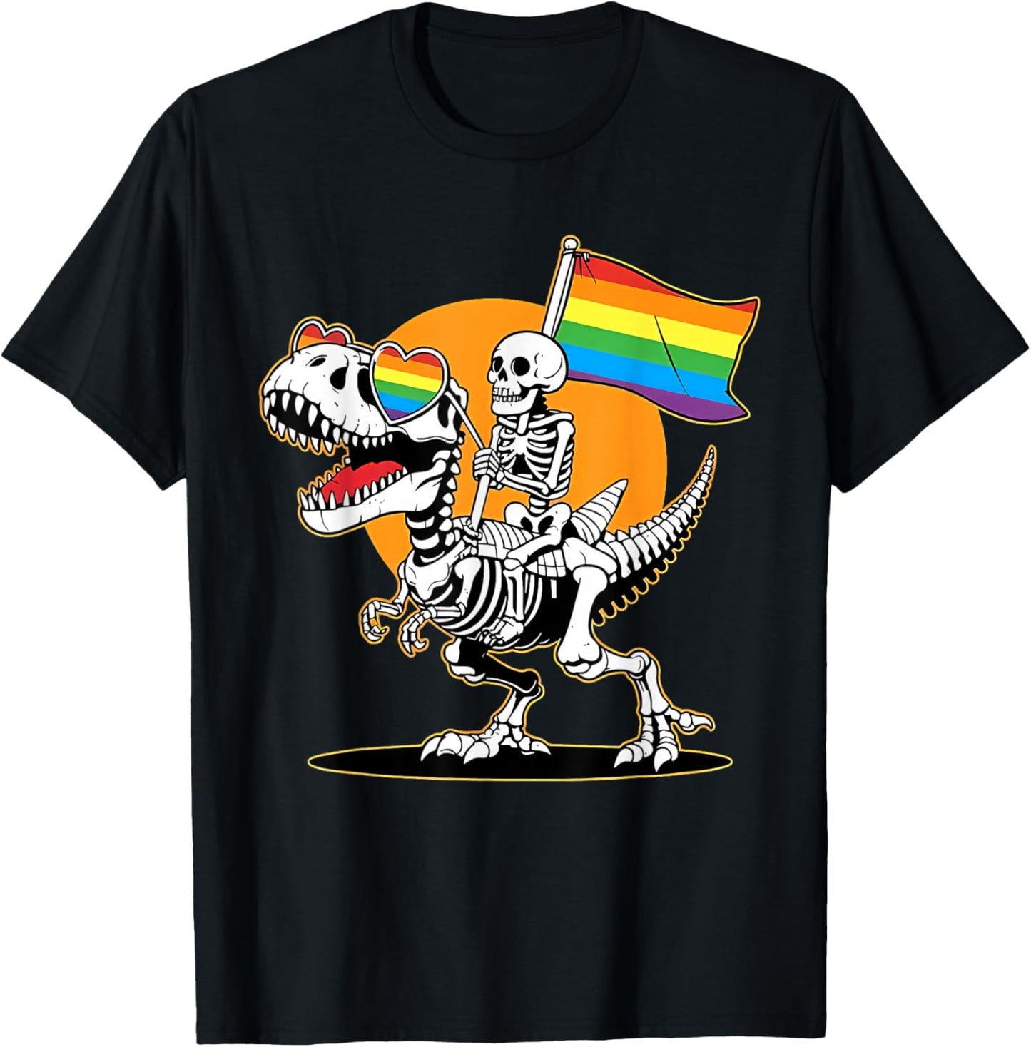 Funny Dino Pride Rainbow Gay Pride Gift T-Shirt - T-Shirt | Black