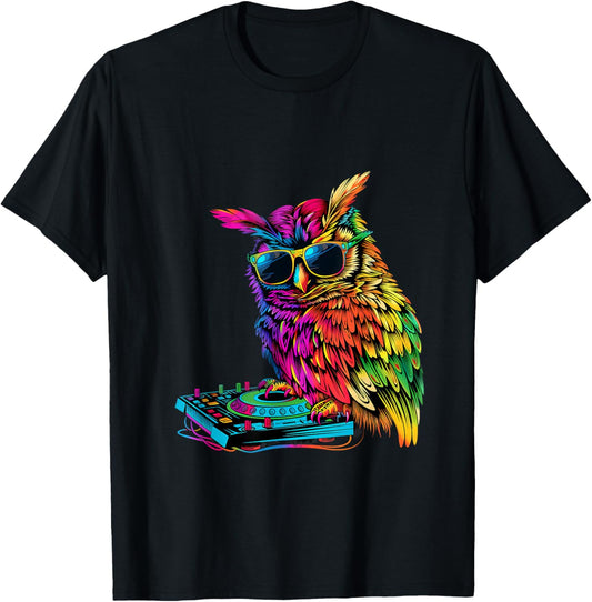 Owl DJ House Music Beatmaker Owl Lover Turntable DJ Owl T-Shirt - T-Shirt | Black