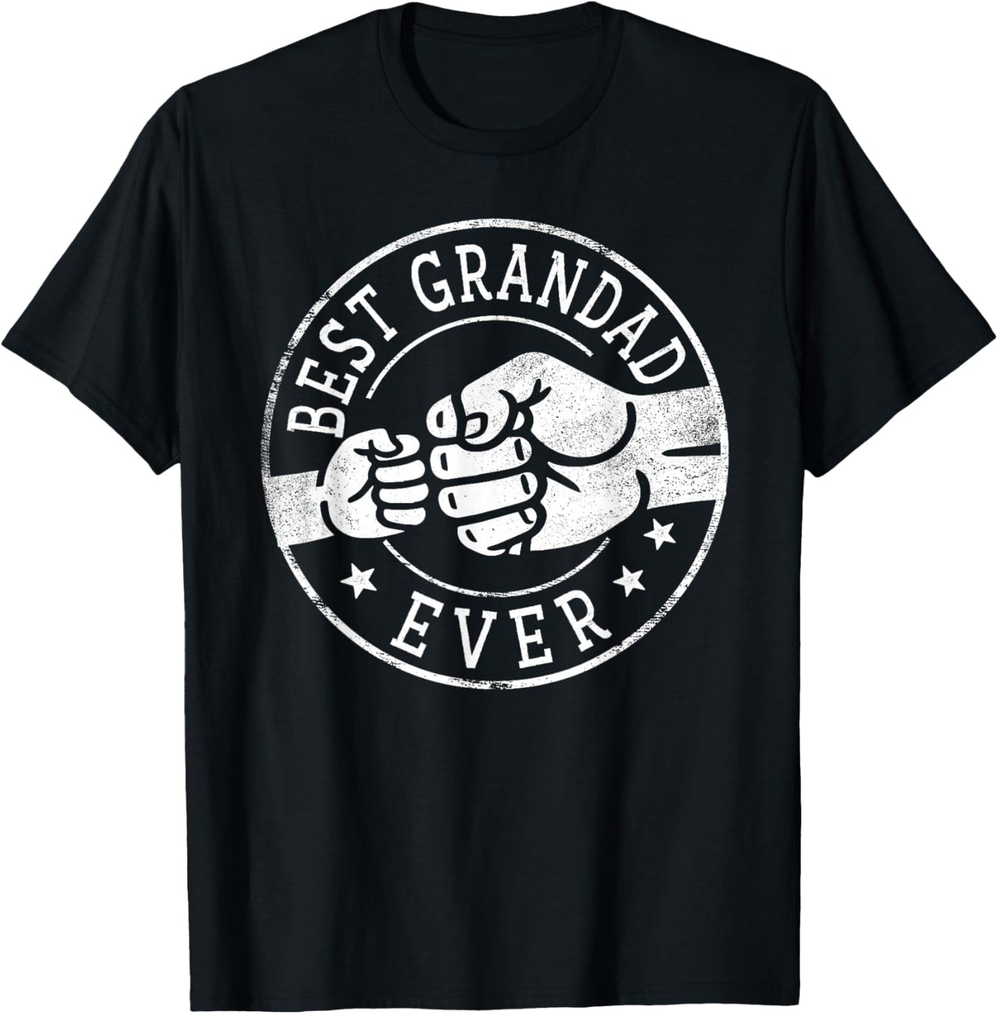 Best Grandad Ever - Fist Bump Circle Emblem Design Grandad T-Shirt - T-Shirt | Black