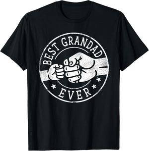 Best Grandad Ever - Fist Bump Circle Emblem Design Grandad T-Shirt - T-Shirt | Black