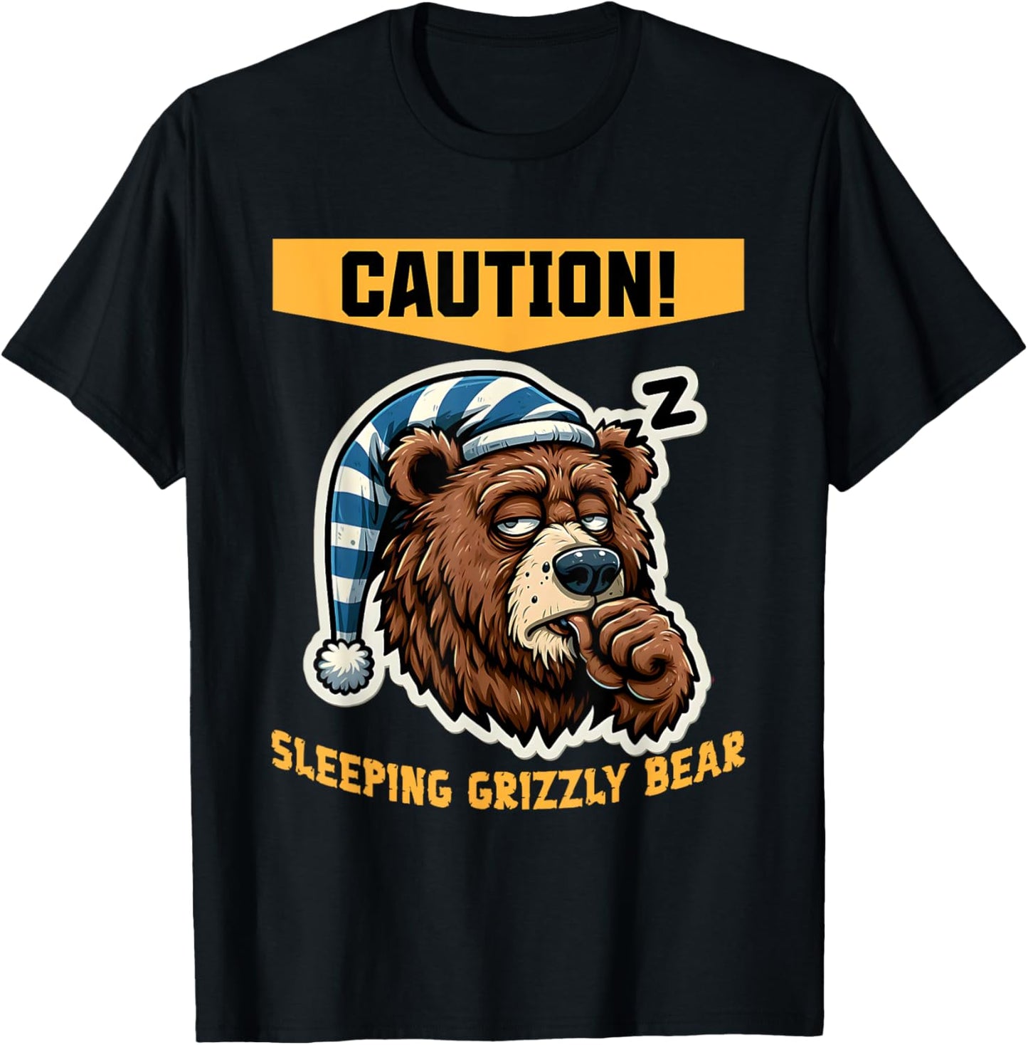 Sleepy 'Grizzly Bear' s Funny Pajama Top T-Shirt - T-Shirt | Black