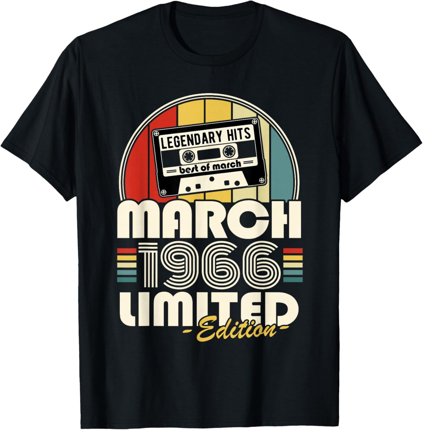 Vintage Birthday 60 Years Born in March 1966 Men Women T-Shirt - T-Shirt | Black