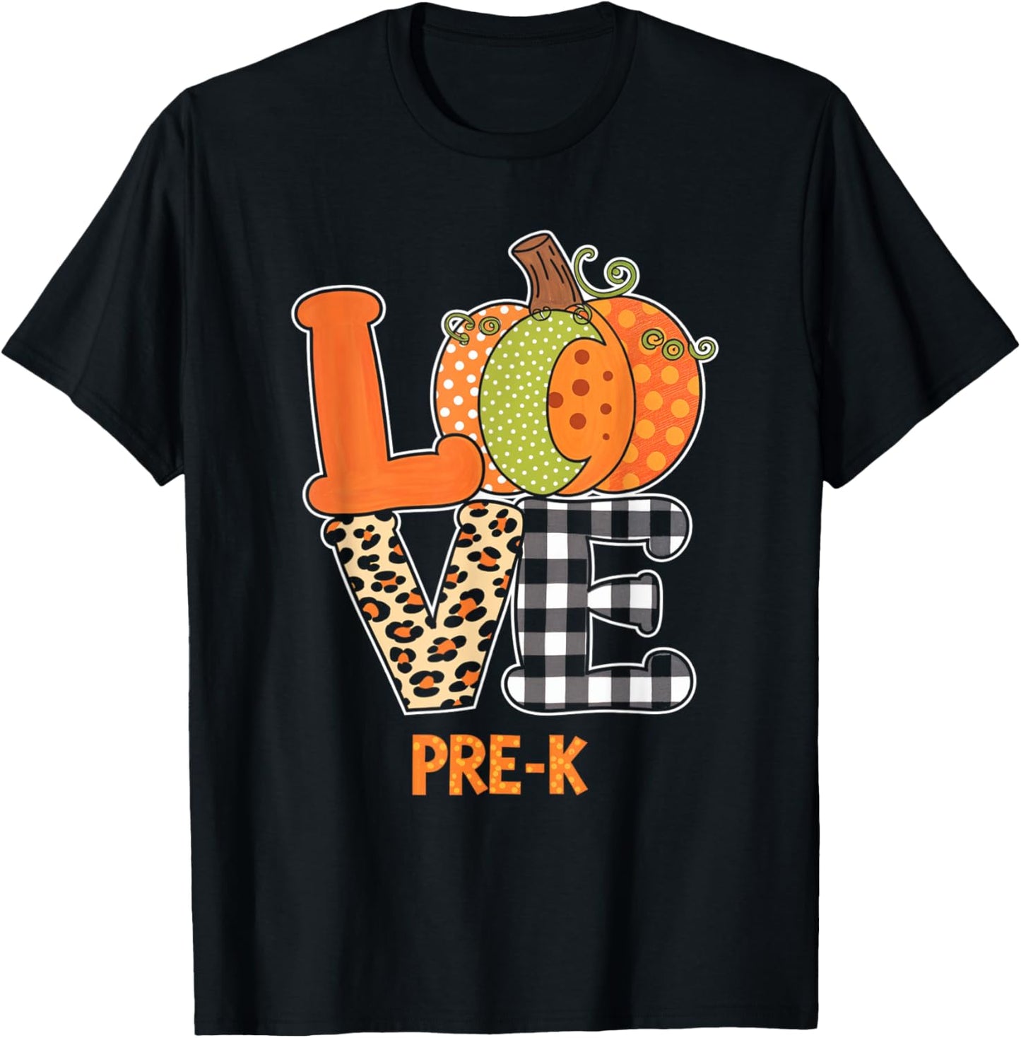 Love Pre-K Pumpkin Teacher Fall Kids Thanksgiving T-Shirt - T-Shirt | Black
