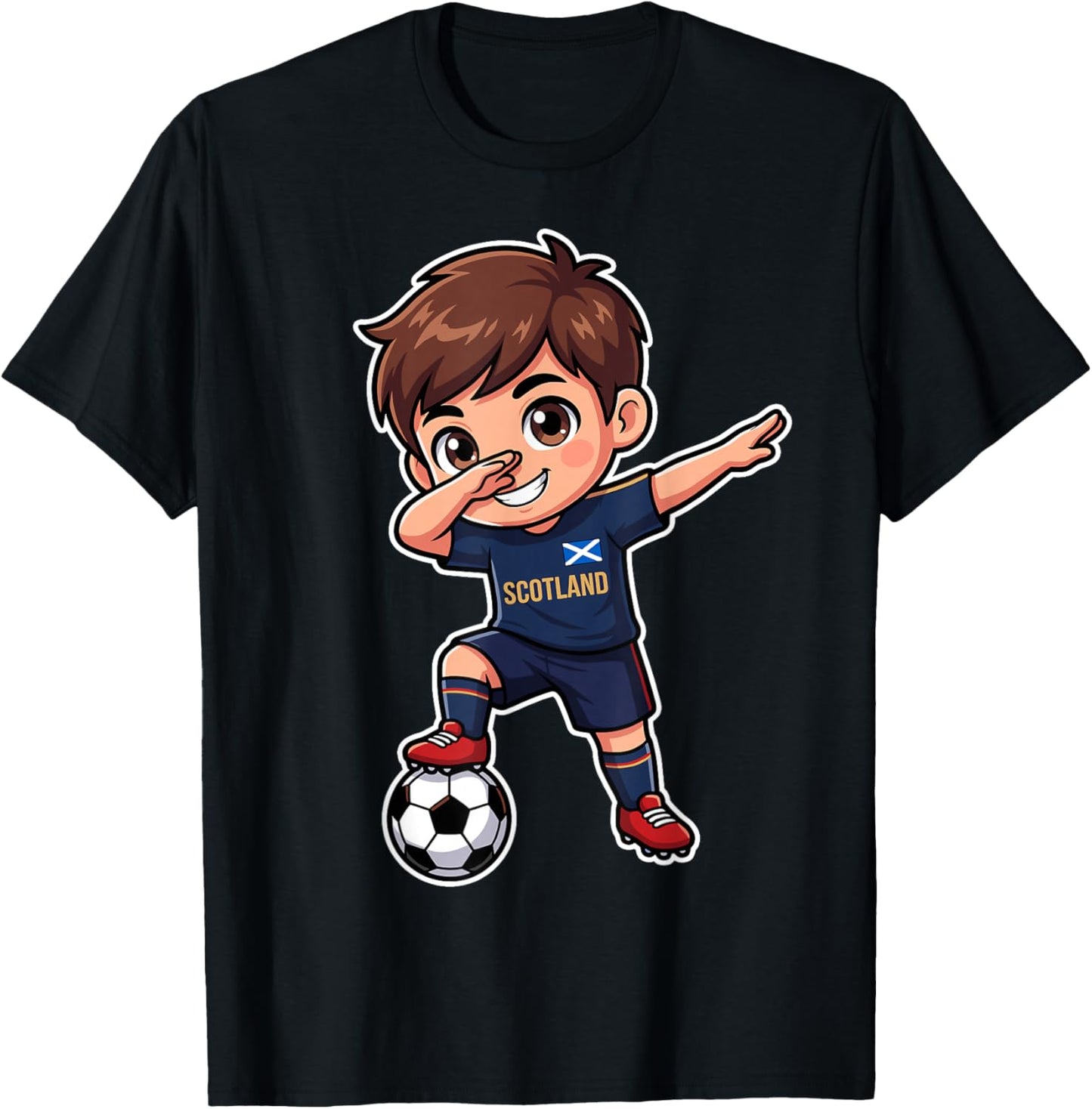 Scottish Kid Goal Cartoon Scotland Flag for Kids T-Shirt - T-Shirt | Black