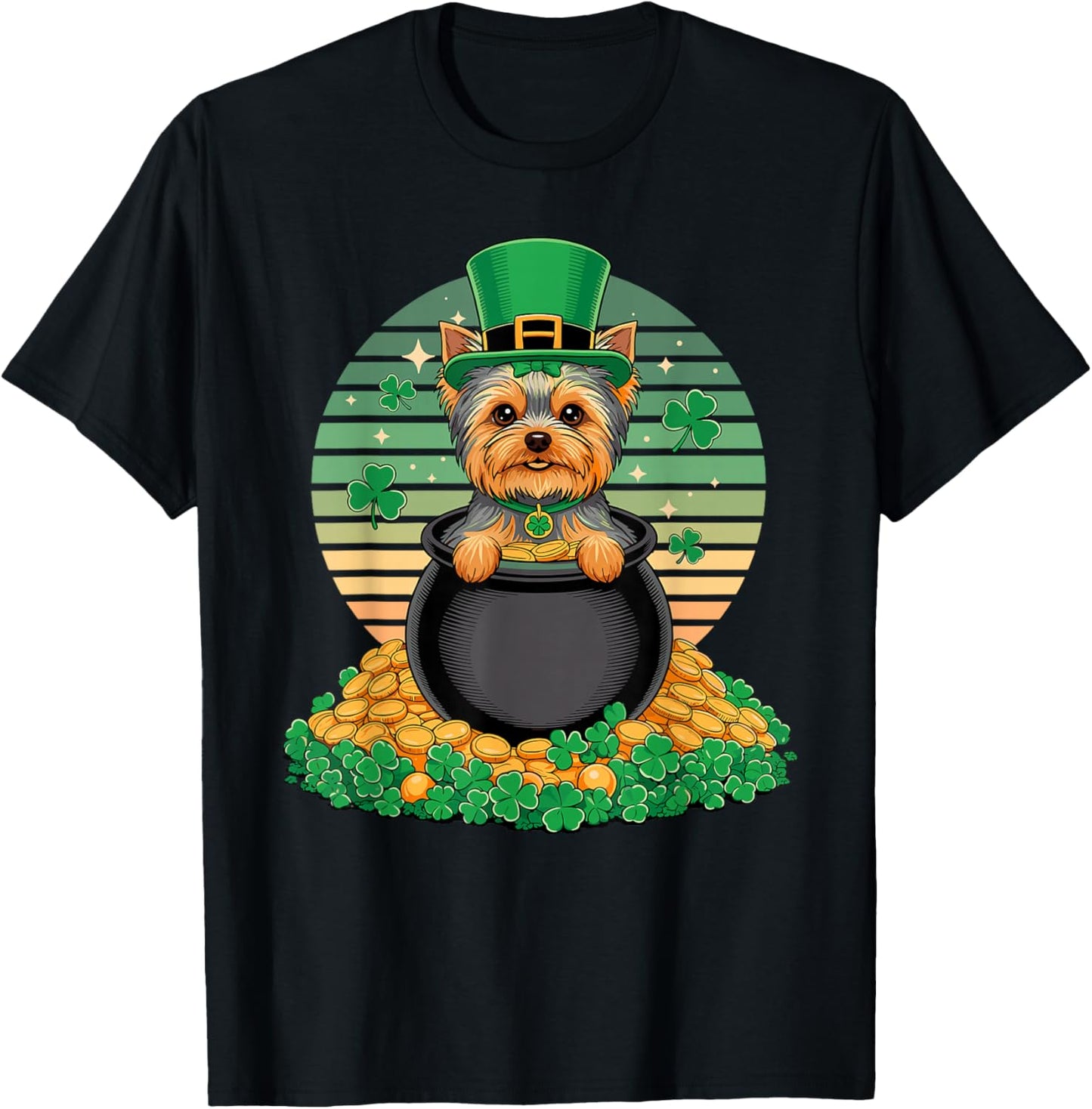 Yorkshire Terrier St Patricks Day Leprechaun Shamrock Yorkie T-Shirt - T-Shirt | Black