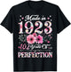 102 Year Old Made In 1923 Floral 102nd Birthday Gift Women T-Shirt - T-Shirt | Black