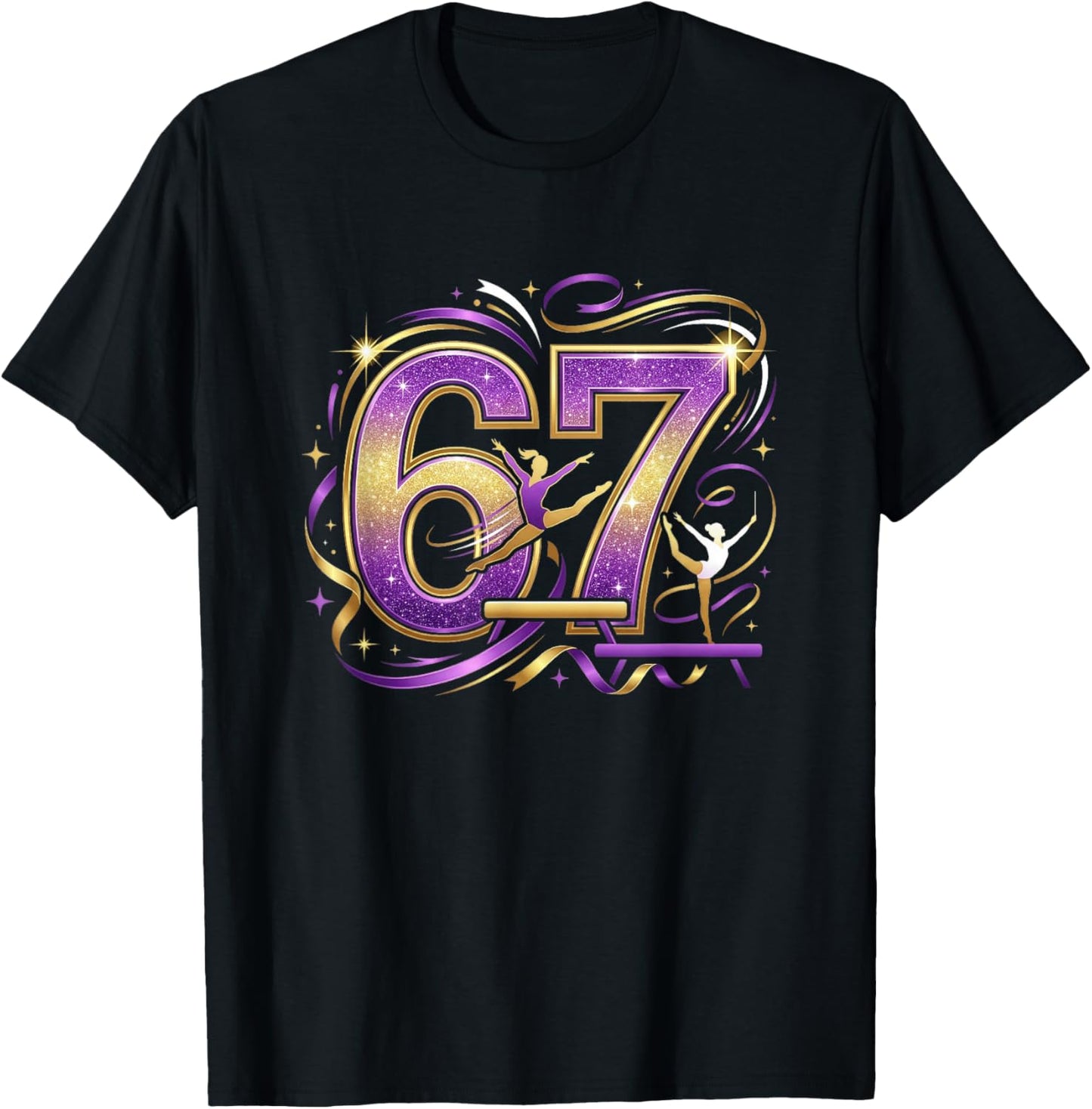 67 Meme Funny Six Seven Gymnastics Lovers Girls T-Shirt - T-Shirt | Black