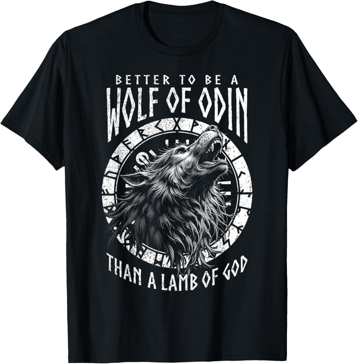 Wolf Of Odin Lamb Of God Viking Norse Mythology Compass T-Shirt - T-Shirt | Black