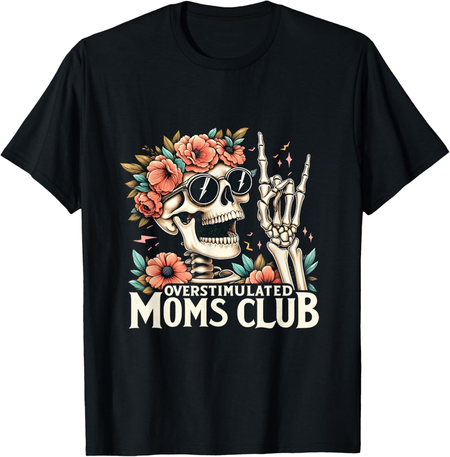 Overstimulated Moms Club Happy Mother's Day Mom Trendy Words T-Shirt - T-Shirt | Black